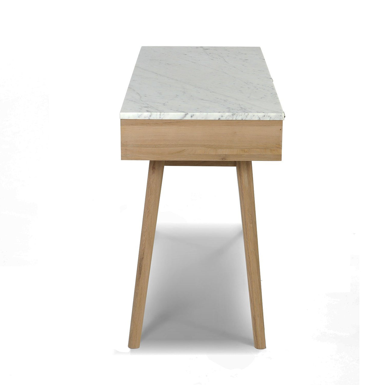 Viola 44" Rectangular Italian Carrara White Marble Writing Desk with Legs Writing Desk The Bianco Collection 