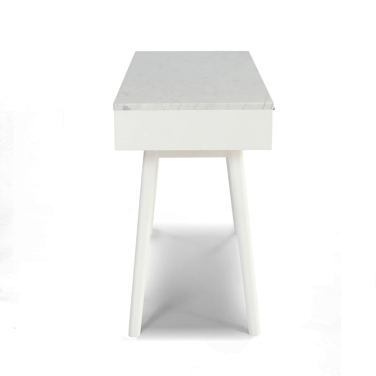 Viola 44" Rectangular Italian Carrara White Marble Writing Desk with Legs Writing Desk The Bianco Collection 
