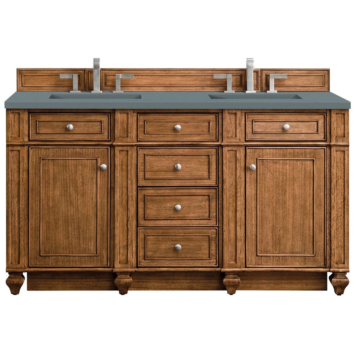 James Martin Bristol 60" Double Vanity Vanity James Martin Saddle Brown w/ 3 CM Cala Blue Quartz Top 