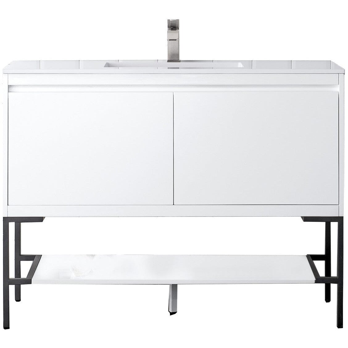 James Martin Milan 47.3" Single Vanity Vanity James Martin Glossy White - Matte Black w/Glossy White Composite Top 