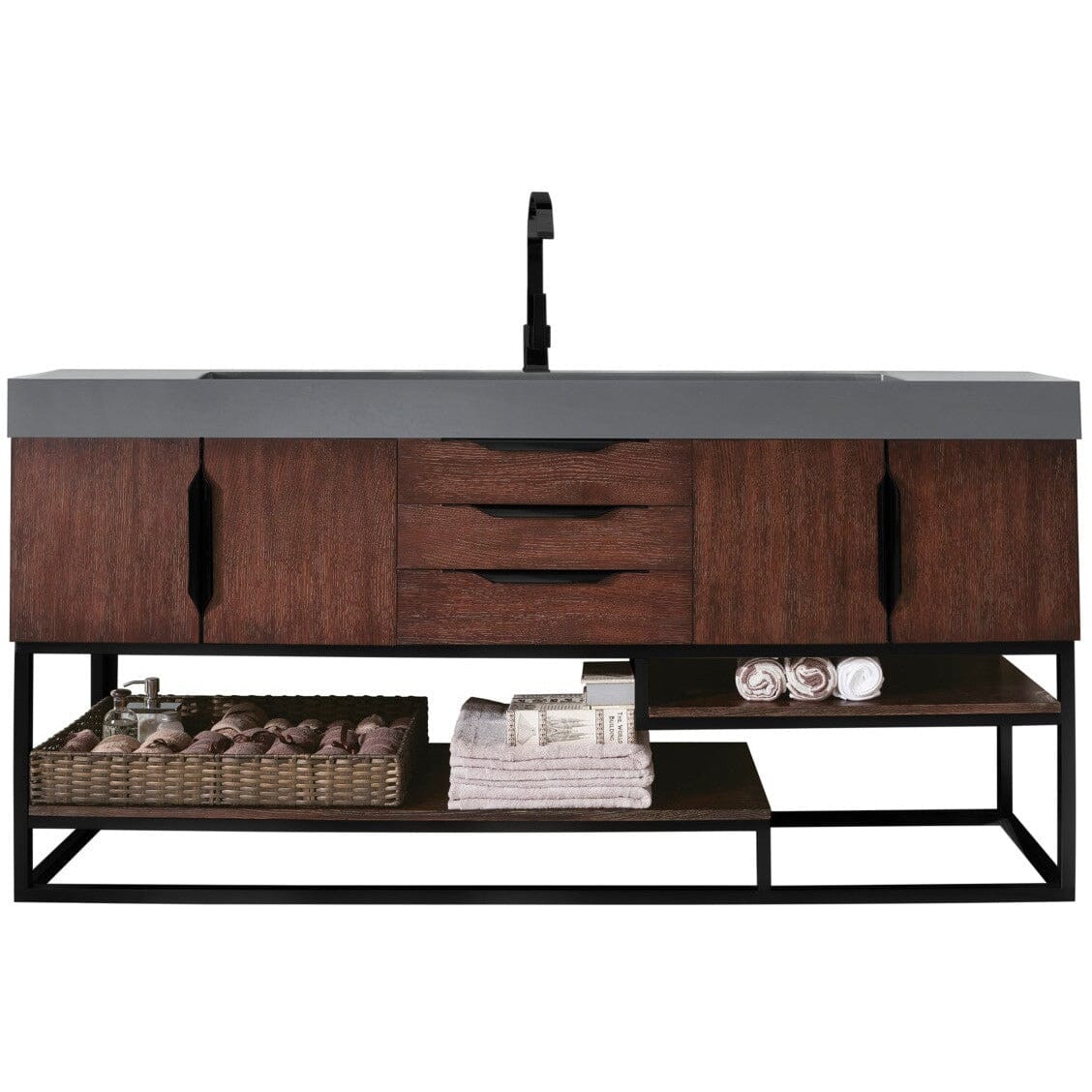 James Martin Columbia 72" Single Vanity Vanity James Martin Coffee Oak - Matte Black w/ Dusk Grey Glossy Composite Top 