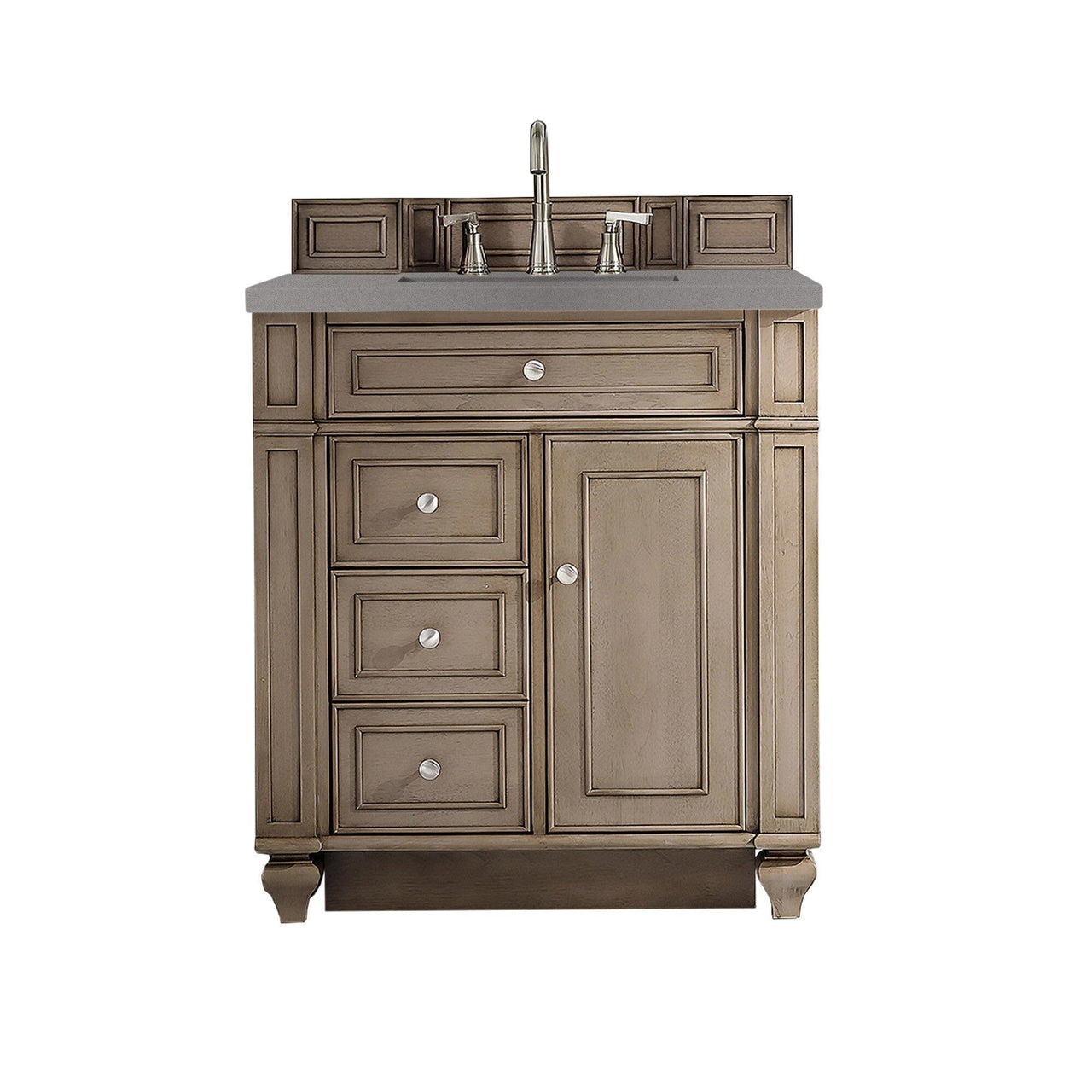 James Martin Bristol 30" Single Vanity Vanity James Martin Whitewashed Walnut w/ 3 CM Grey Expo Quartz Top 
