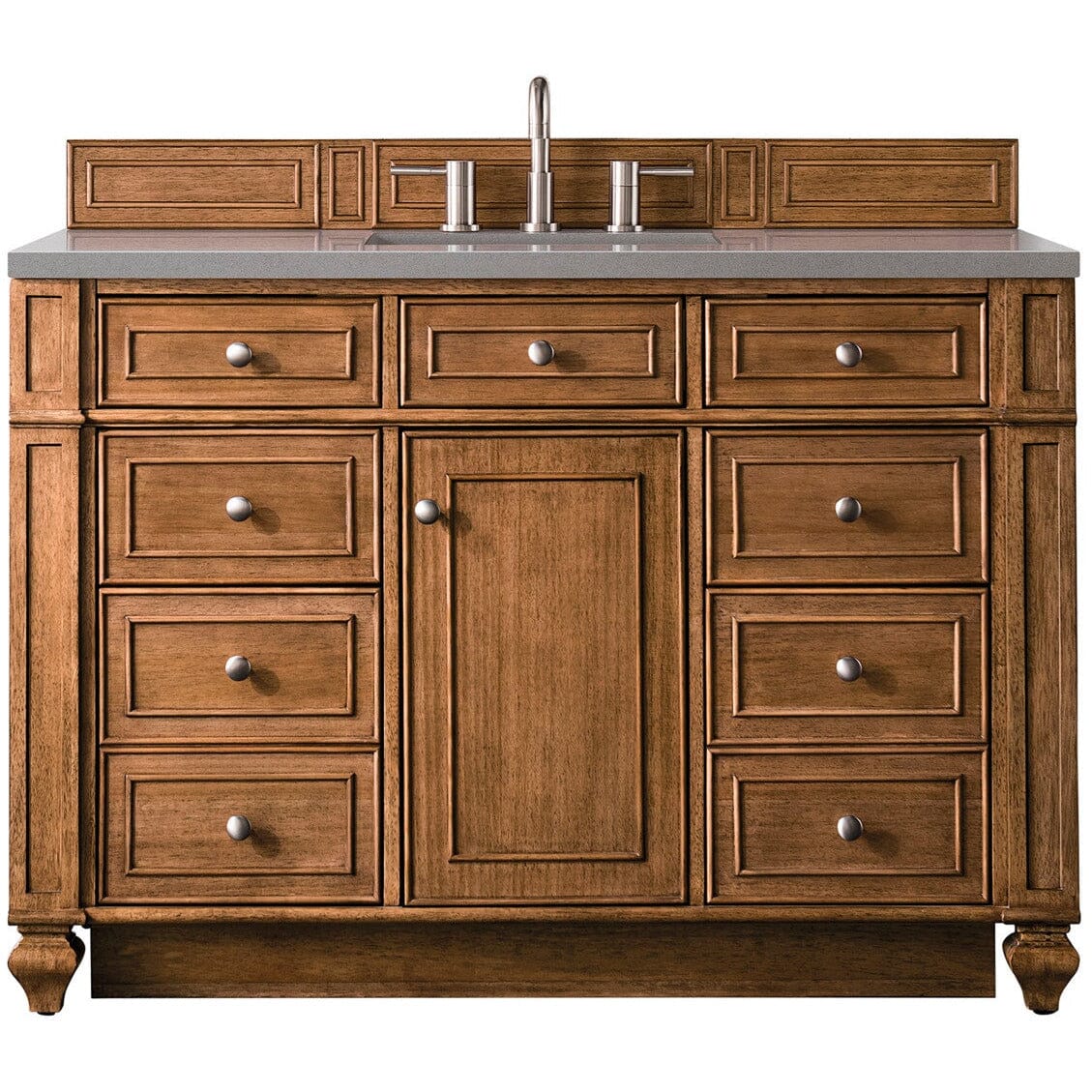 James Martin Bristol 48" Single Vanity Vanity James Martin Saddle Brown w/ 3 CM Grey Expo Quartz Top 