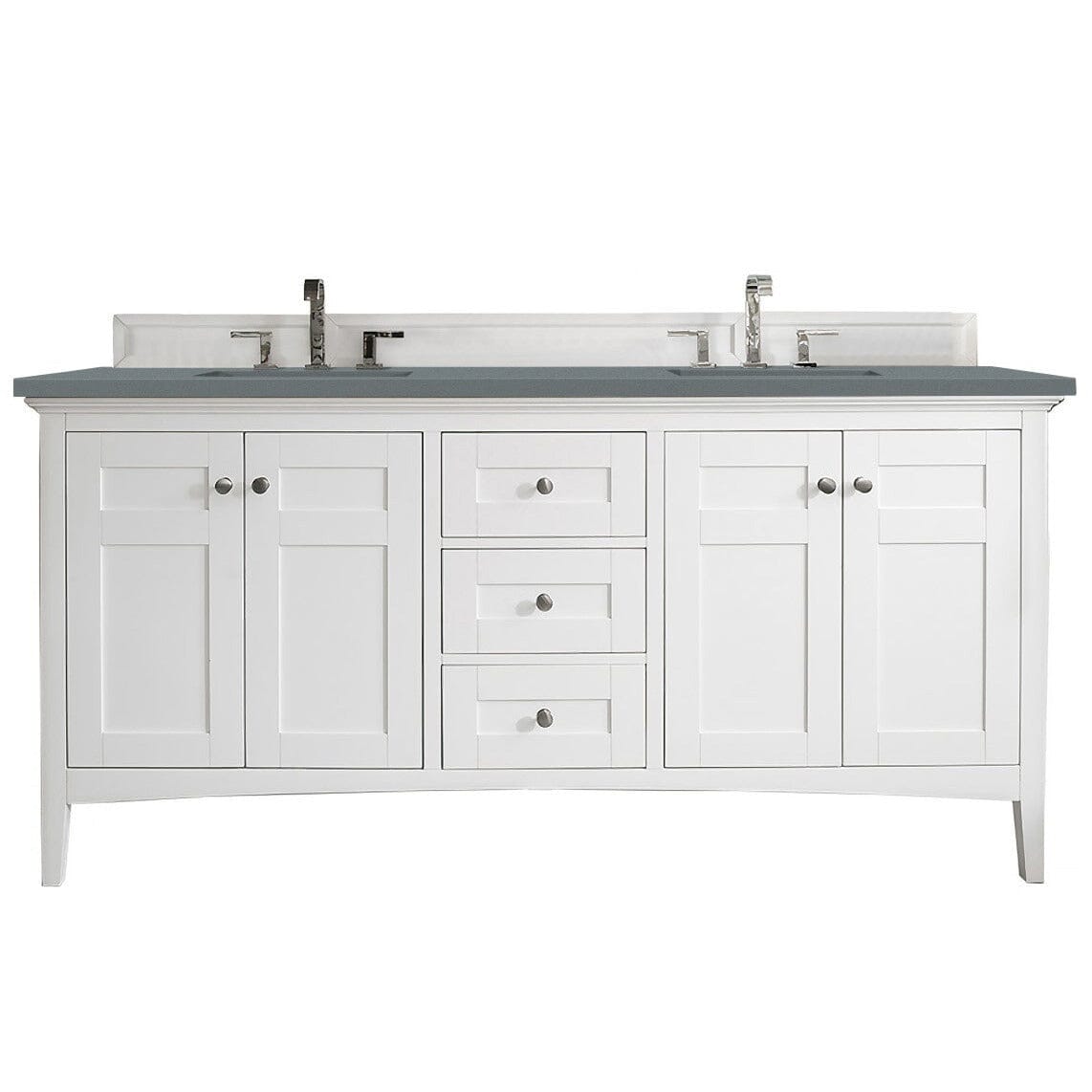 James Martin Palisades 72" Double Vanity Vanity James Martin Bright White w/ 3 CM Cala Blue Quartz Top 