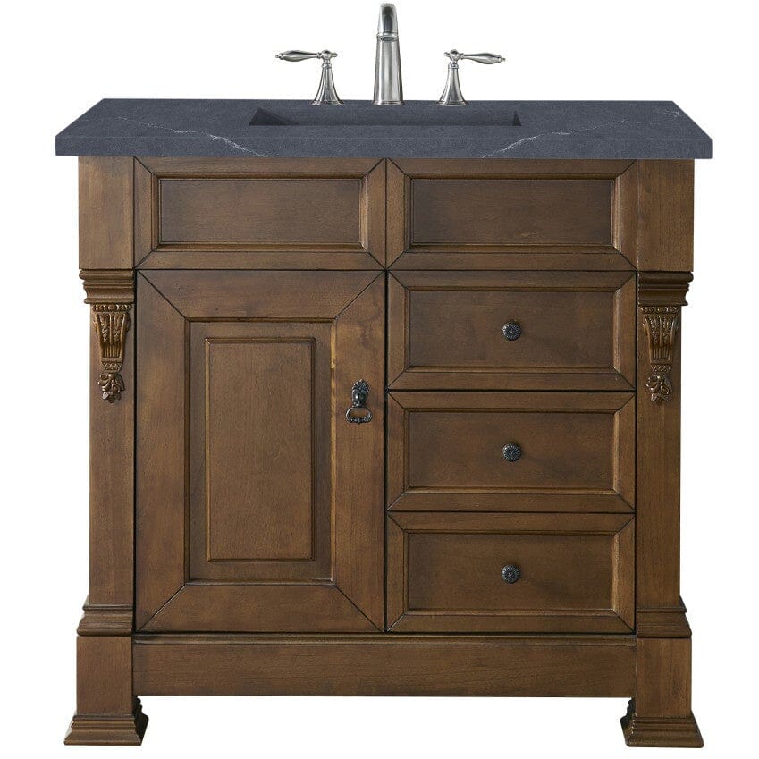 James Martin Brookfield 36" Single Vanity Vanities James Martin Country Oak w/ 3 CM Charcoal Soapstone Quartz Top 