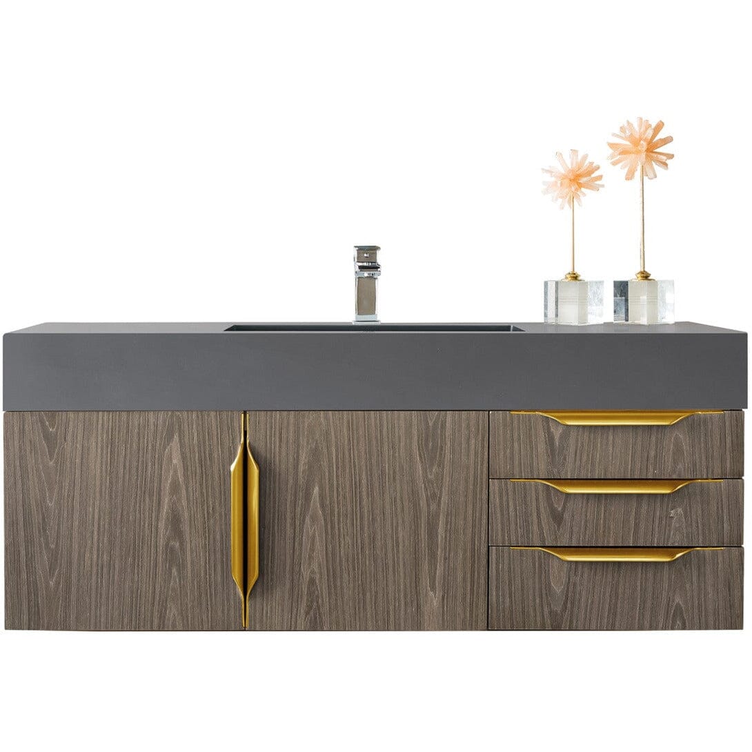James Martin Mercer Island 48" Single Vanity Vanity James Martin Ash Gray - Radiant Gold w/ Dusk Grey Glossy Composite Top 