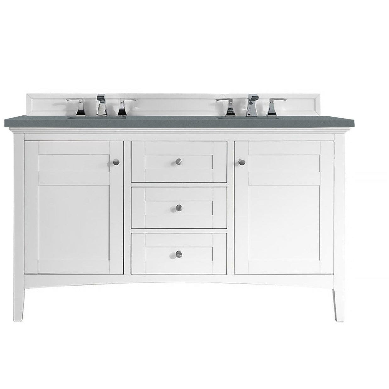 James Martin Palisades 60" Double Vanity Vanity James Martin Bright White w/ 3 CM Cala Blue Quartz Top 