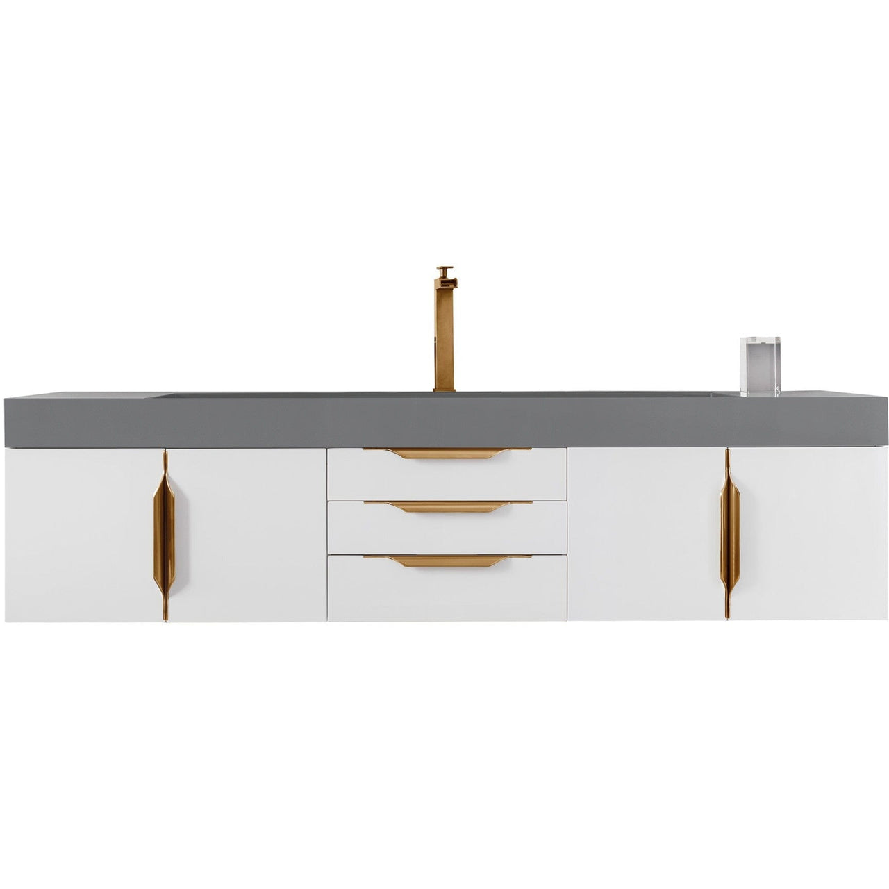 James Martin Mercer Island 72" Single Vanity Vanity James Martin Glossy White - Radiant Gold w/ Dusk Grey Glossy Composite Top 
