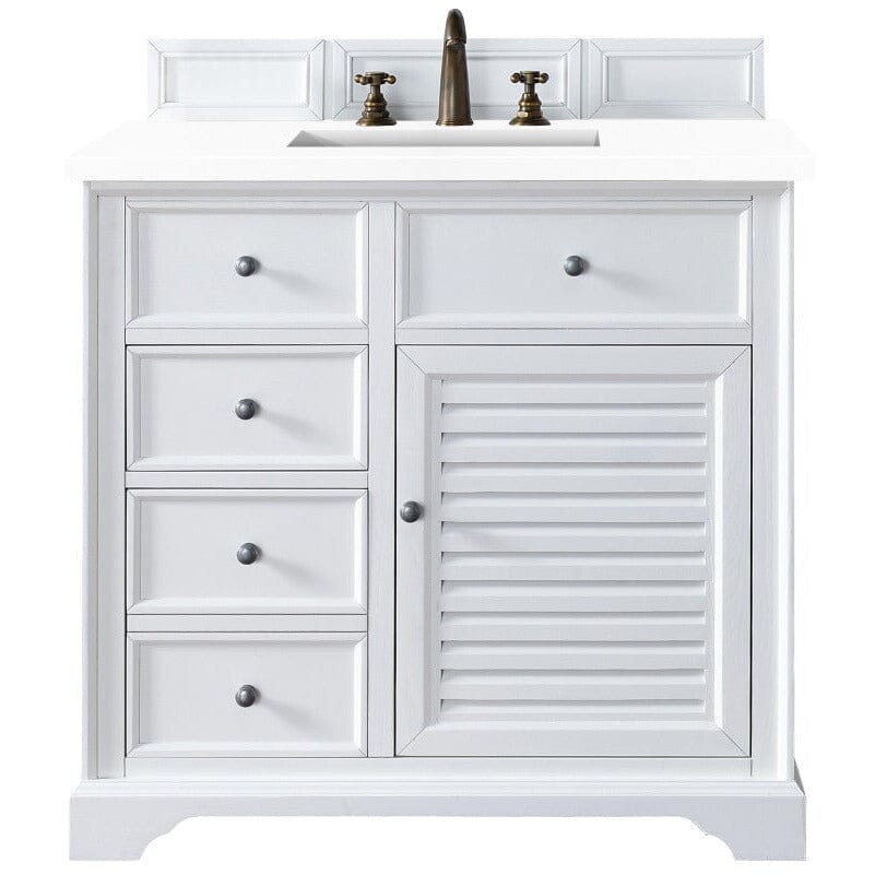 James Martin Savannah 36" Single Vanity Vanity James Martin Bright White w/ 3 CM Classic White Quartz Top 