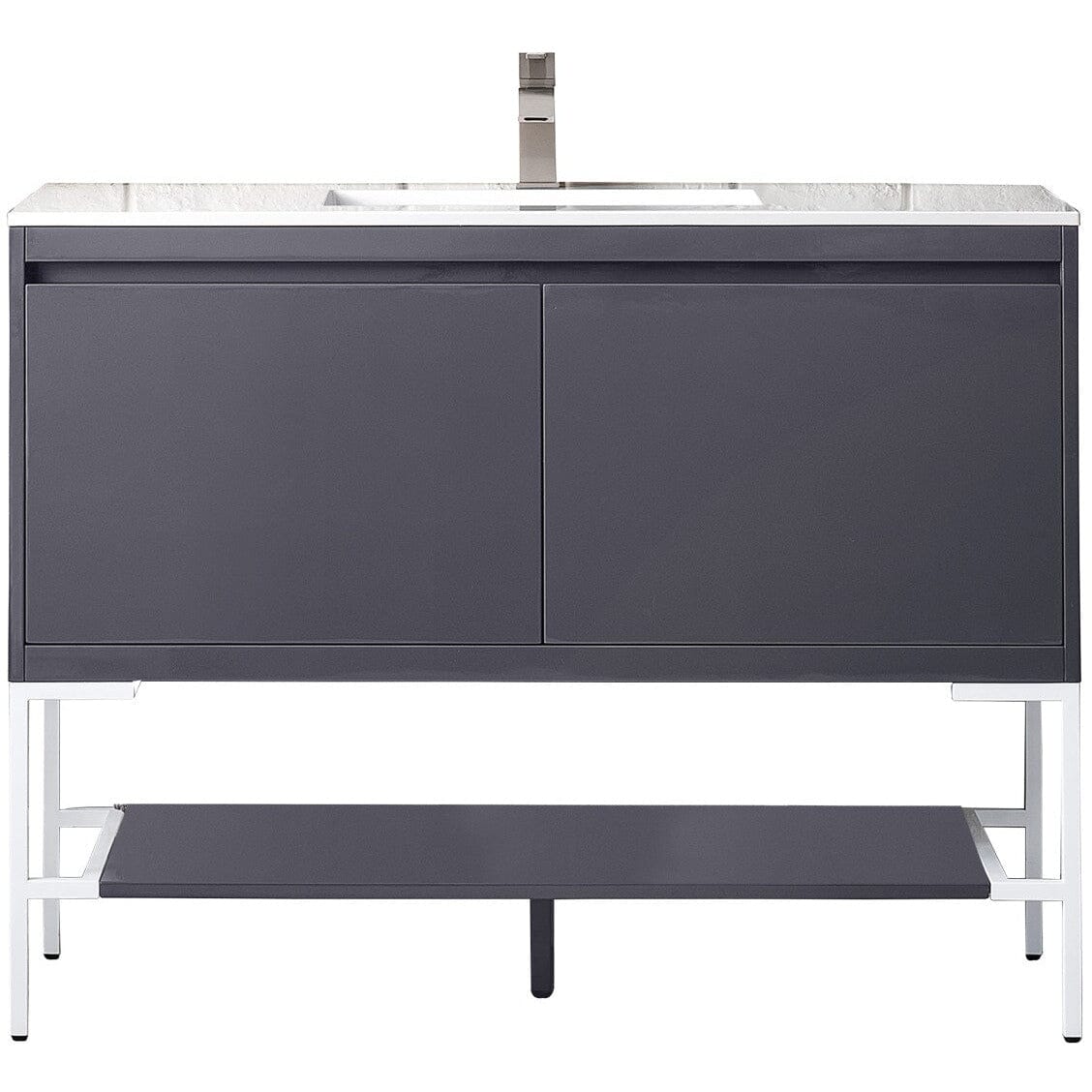 James Martin Milan 47.3" Single Vanity Vanity James Martin Modern Grey Glossy - Glossy White w/Glossy White Composite Top 
