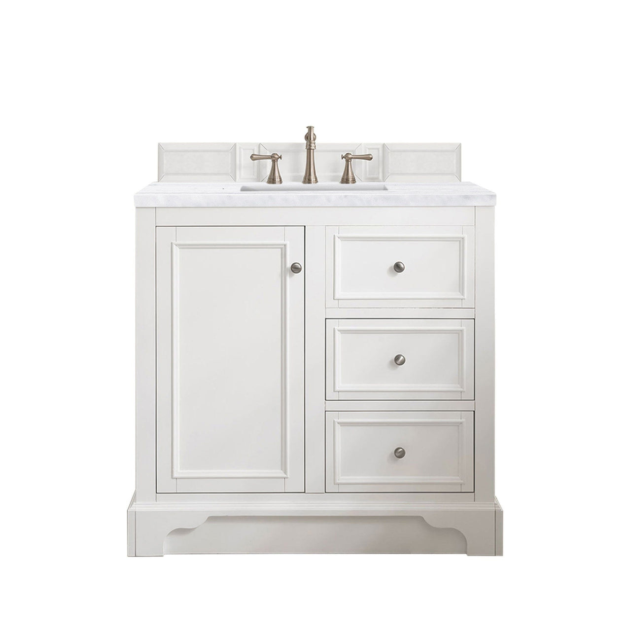 James Martin De Soto 36" Single Vanity Vanity James Martin Bright White w/ 3 CM Arctic Fall Solid Surface Top 
