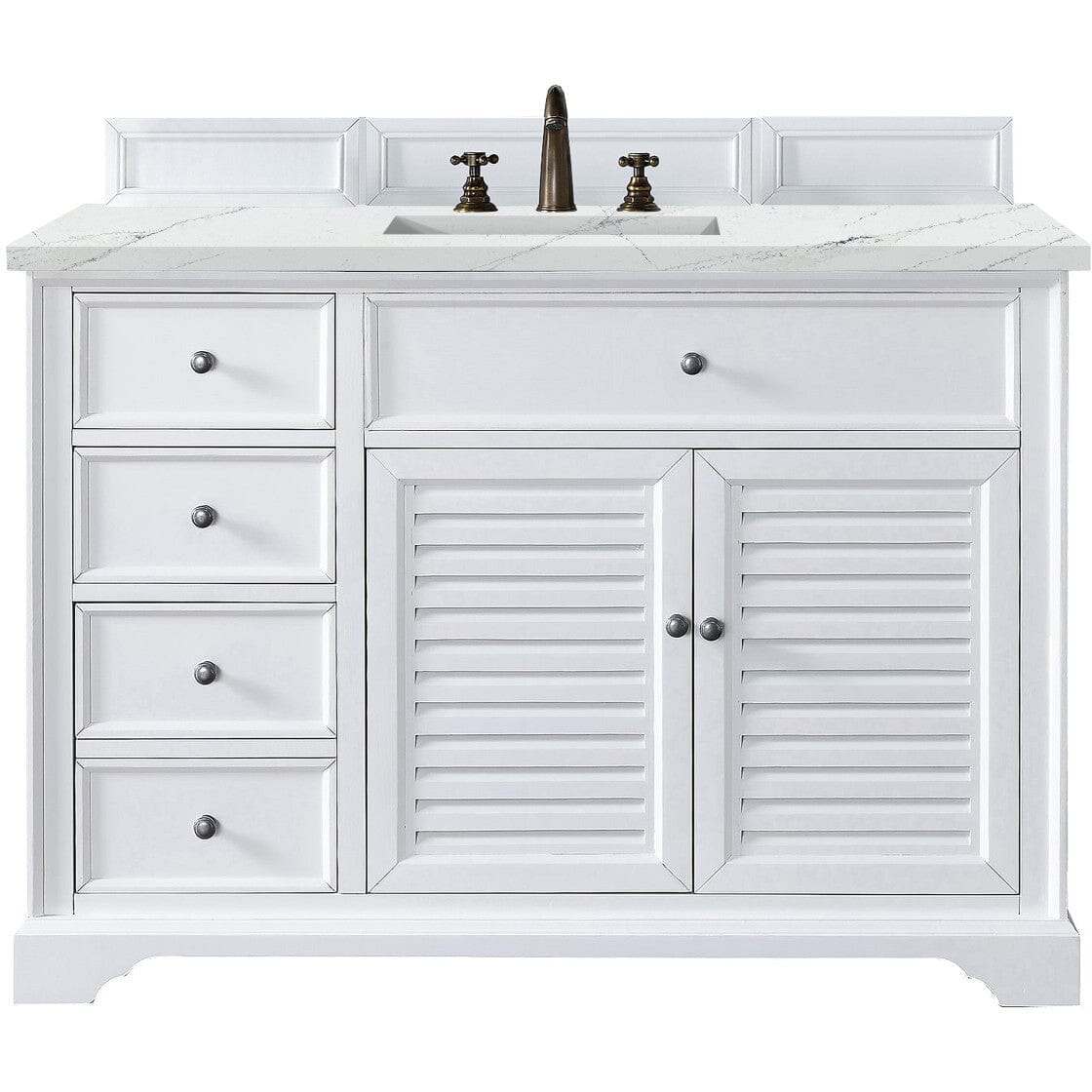 James Martin Savannah 48" Single Vanity Vanity James Martin Bright White w/ 3 CM Ethereal Noctis Quartz Top 