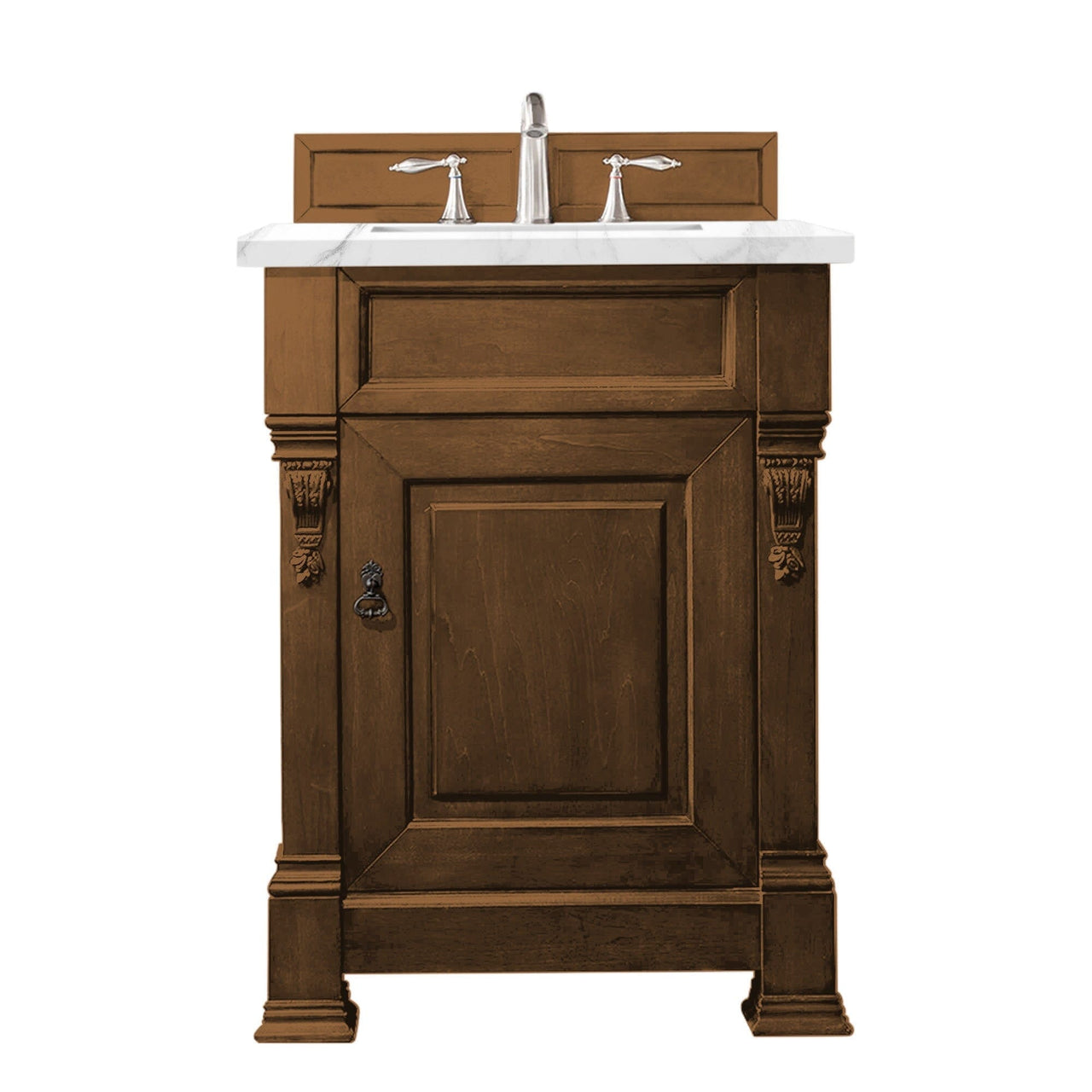 James Martin Brookfield 26" Single Vanity Vanities James Martin Country Oak w/ 3 CM Carrara Marble Top 