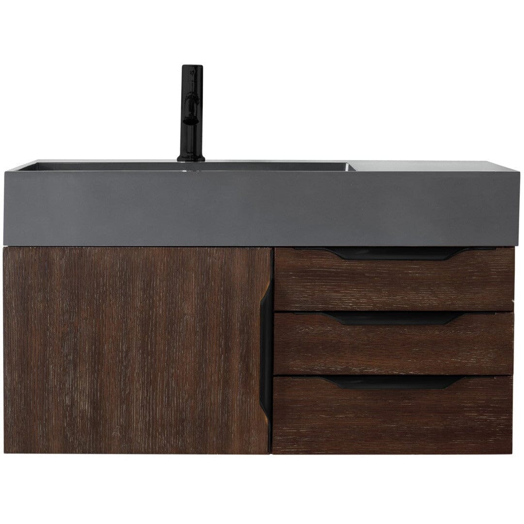 James Martin Mercer Island 36" Single Vanity Vanity James Martin Coffee Oak - Matte Black w/ Dusk Grey Glossy Composite Top 