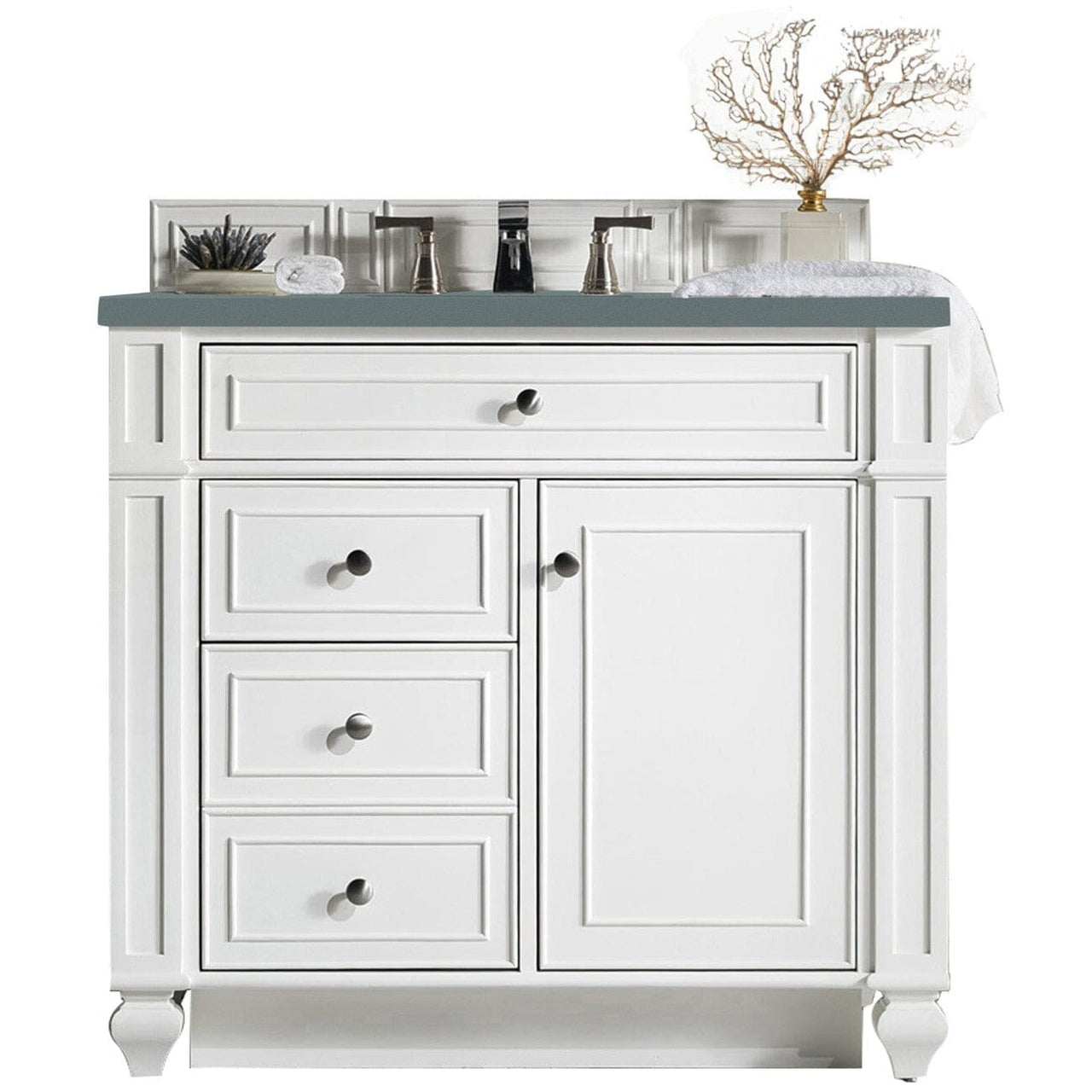 James Martin Bristol 36" Single Vanity Vanity James Martin Bright White w/ 3 CM Cala Blue Quartz Top 