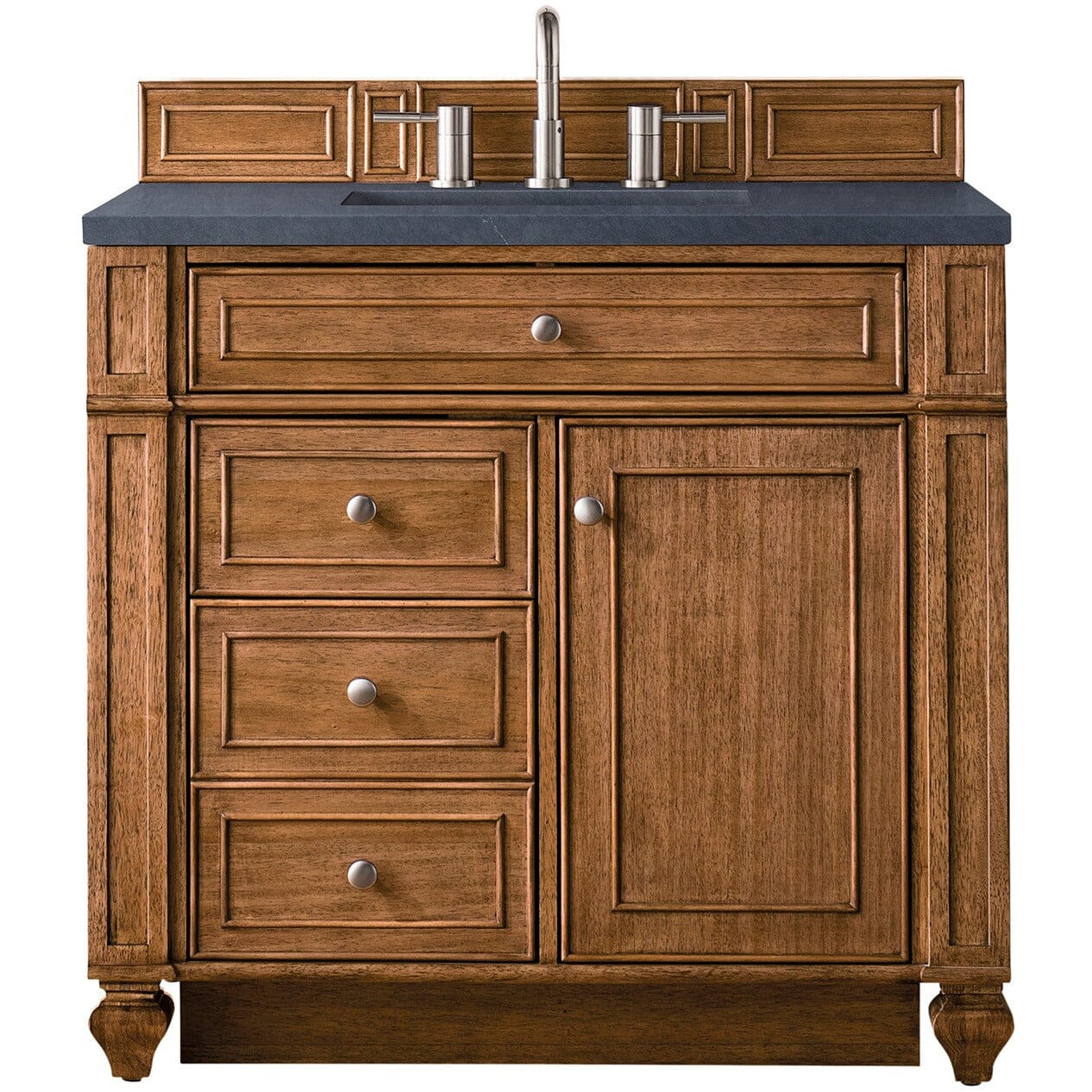 James Martin Bristol 36" Single Vanity Vanity James Martin Saddle Brown w/ 3 CM Charcoal Soapstone Quartz Top 