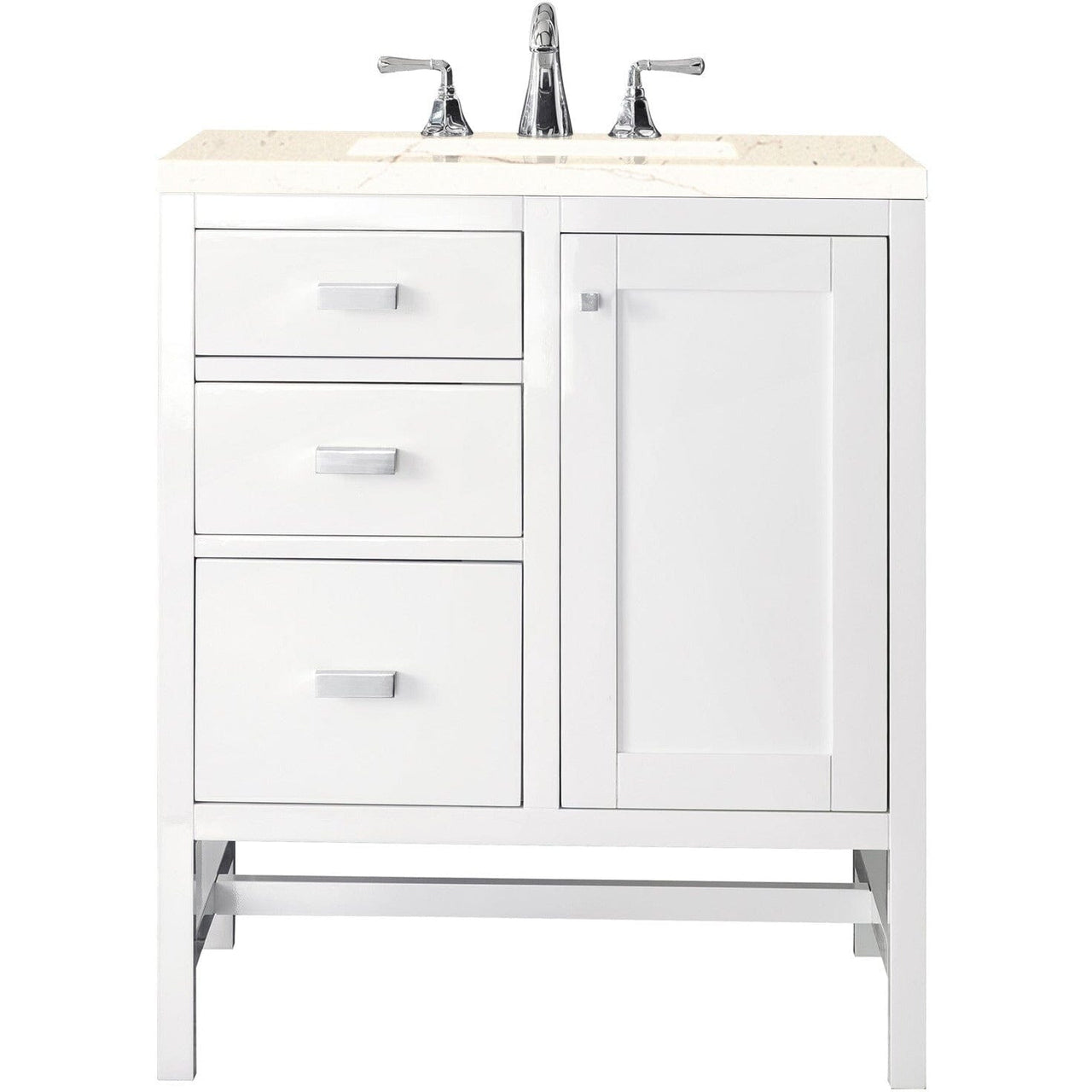 James Martin Addison 30" Single Vanity Vanity James Martin Glossy White w/ 3 CM Eternal Marfil Top 