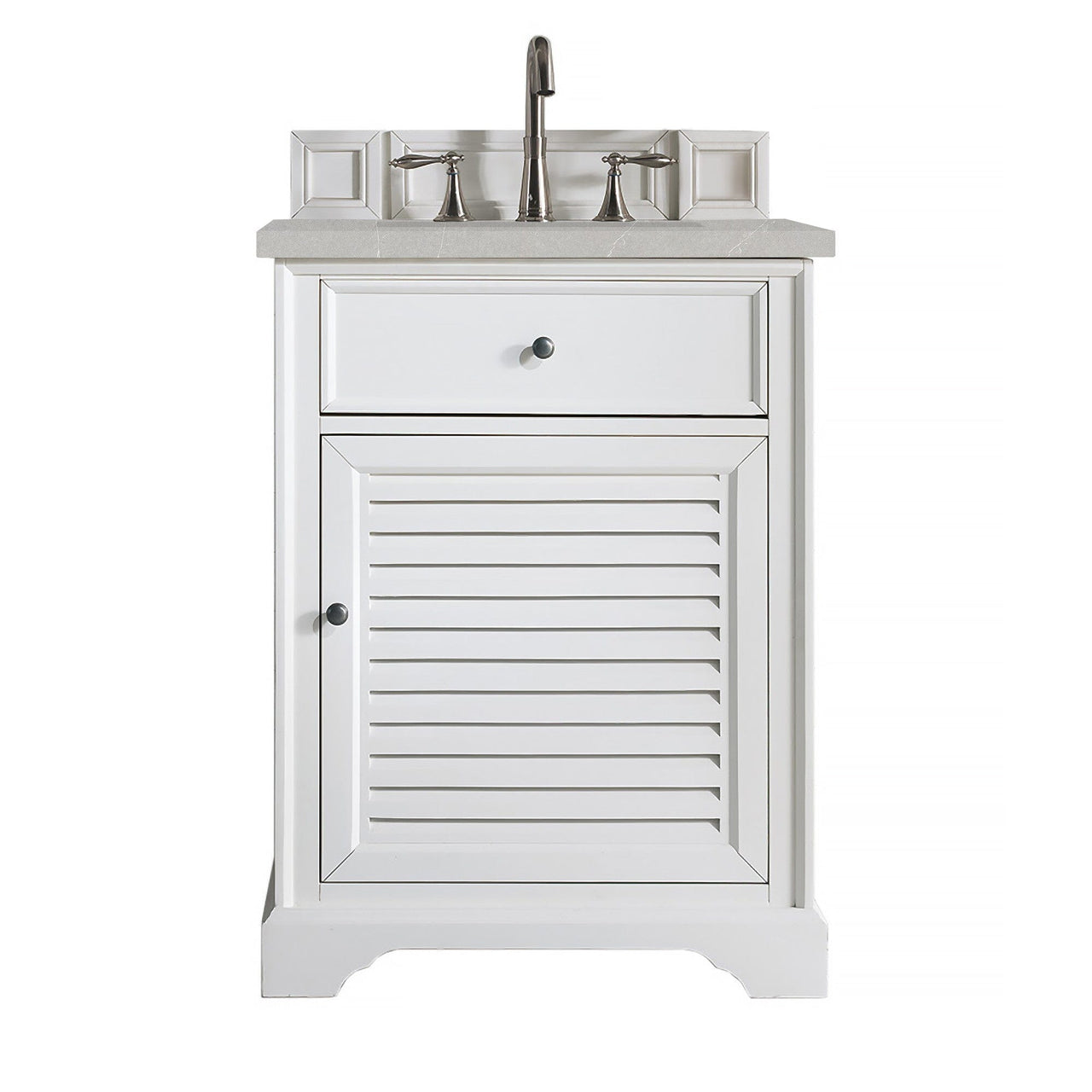 James Martin Savannah 26" Single Vanity Vanity James Martin Bright White w/ 3 CM Eternal Serena Quartz Top 