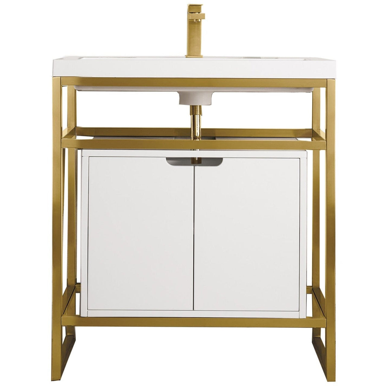 James Martin Boston 31.5" Stainless Steel Sink Console With Storage Cabinet Console James Martin Radiant Gold 