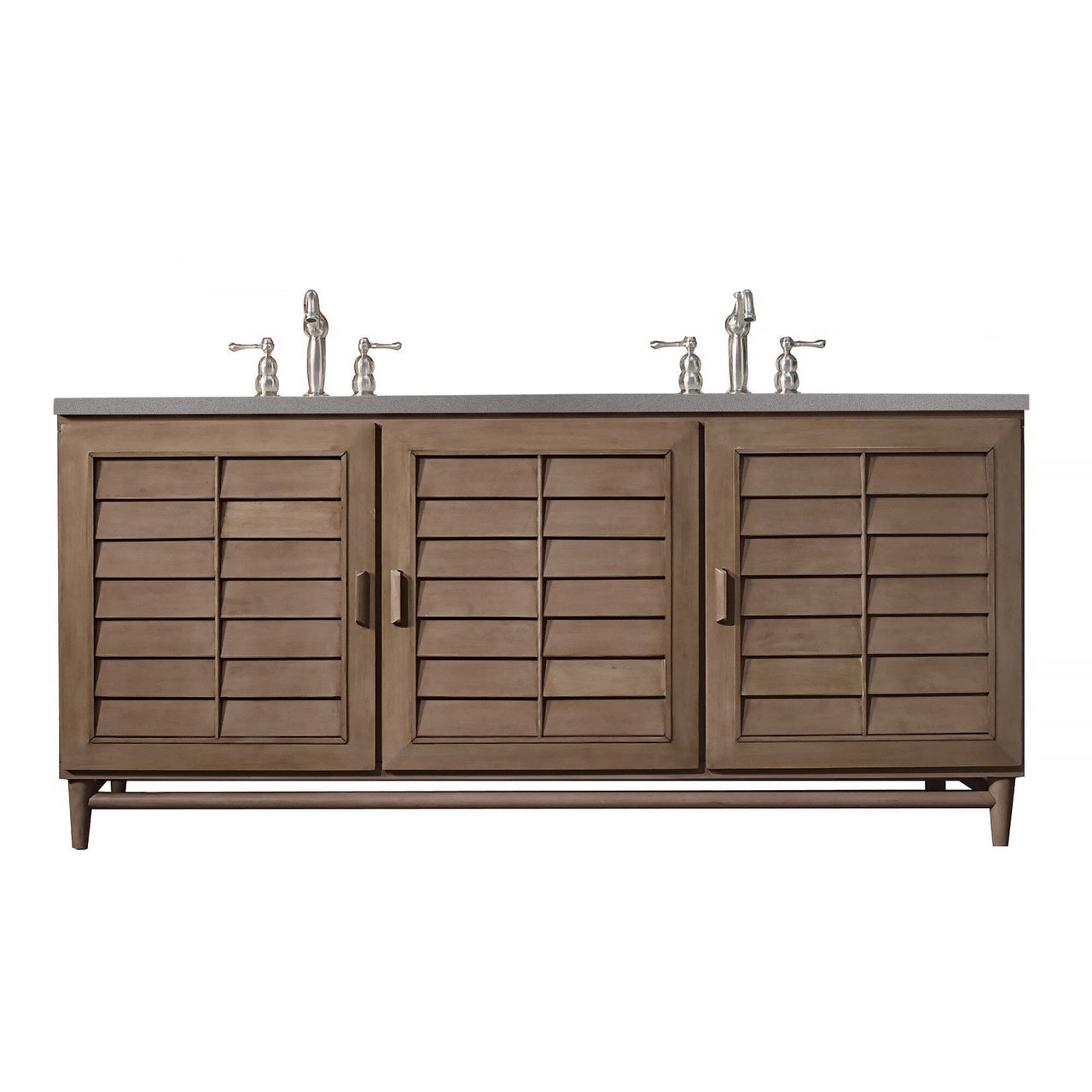 James Martin Portland 72" Double Vanity Vanity James Martin Whitewashed Walnut w/ 3 CM Grey Expo Quartz Top 
