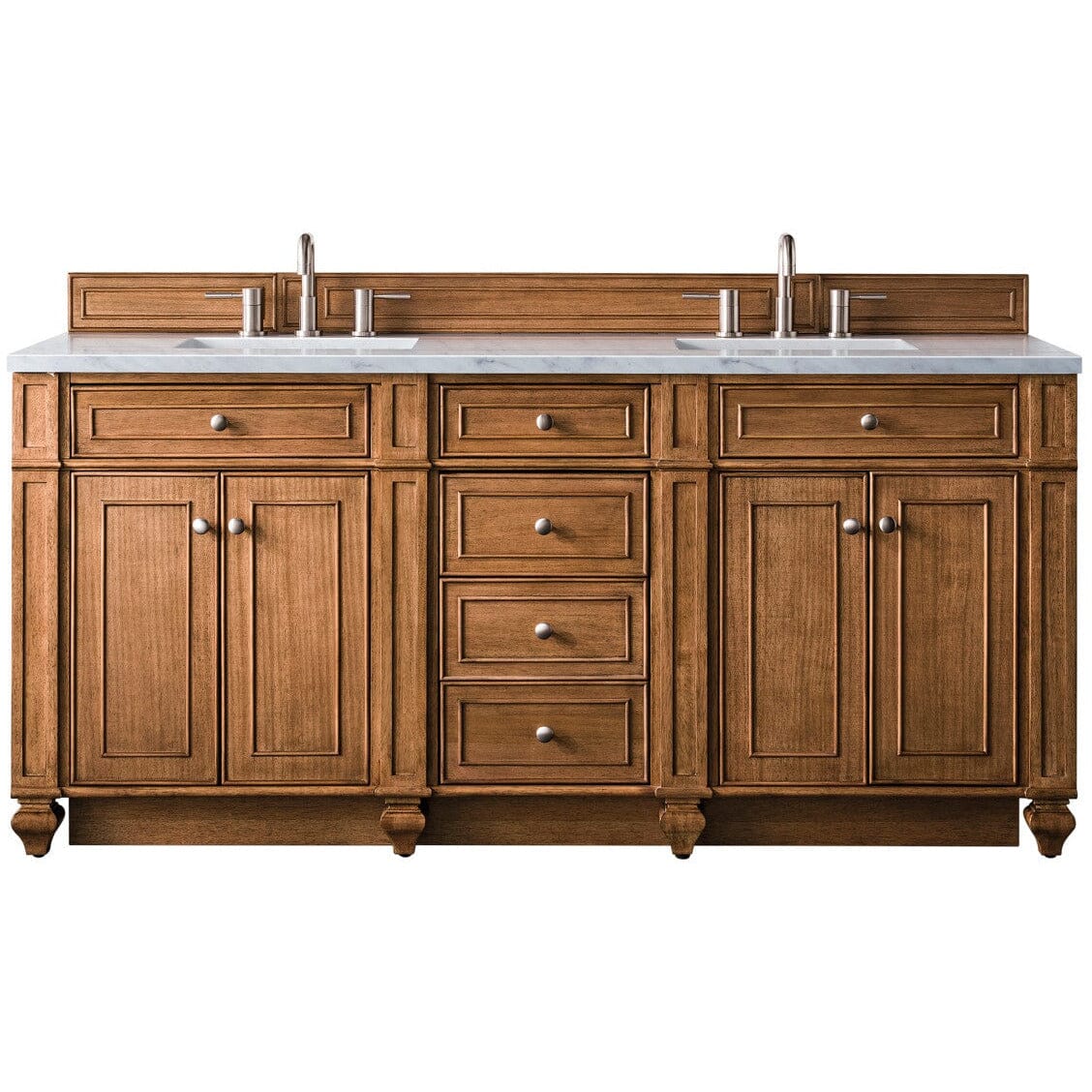 James Martin Bristol 72" Double Vanity Vanity James Martin Saddle Brown w/ 3 CM Arctic Fall Solid Surface Top 