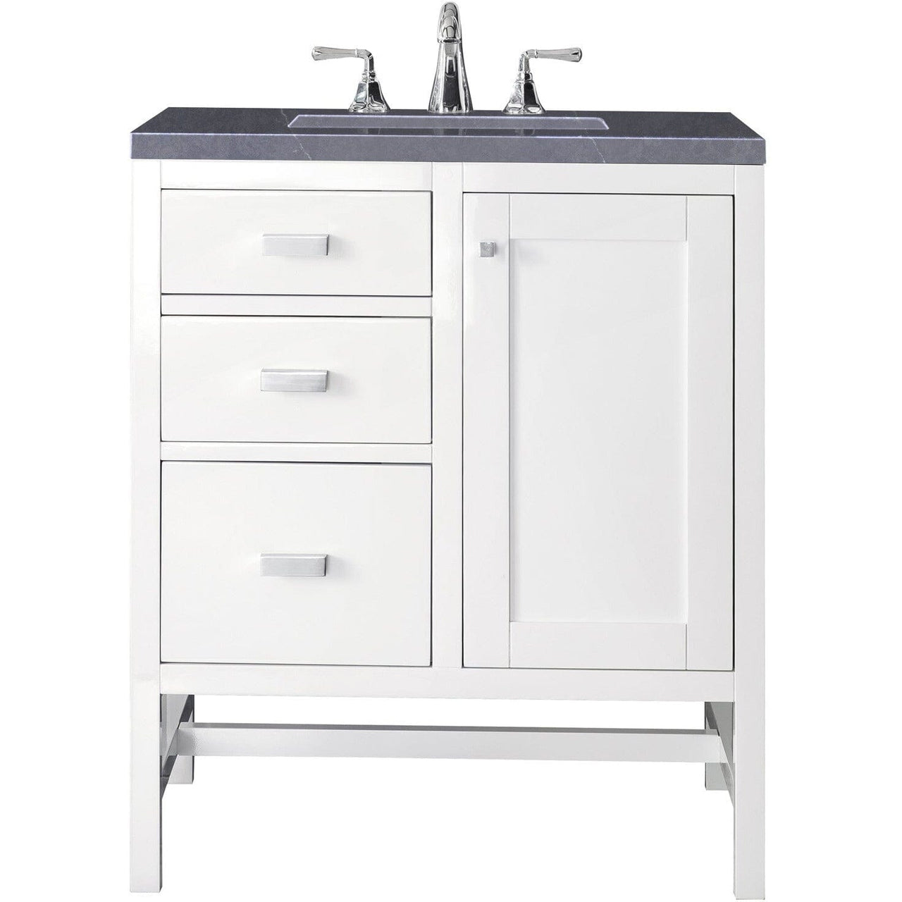 James Martin Addison 30" Single Vanity Vanity James Martin Glossy White w/ 3 CM Charcoal Soapstone Quartz Top 