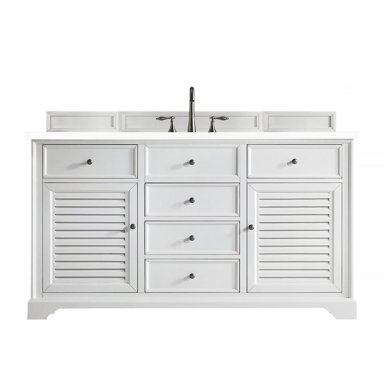 James Martin Savannah 60" Single Vanity Vanity James Martin Bright White w/ 3 CM Classic White Quartz Top 