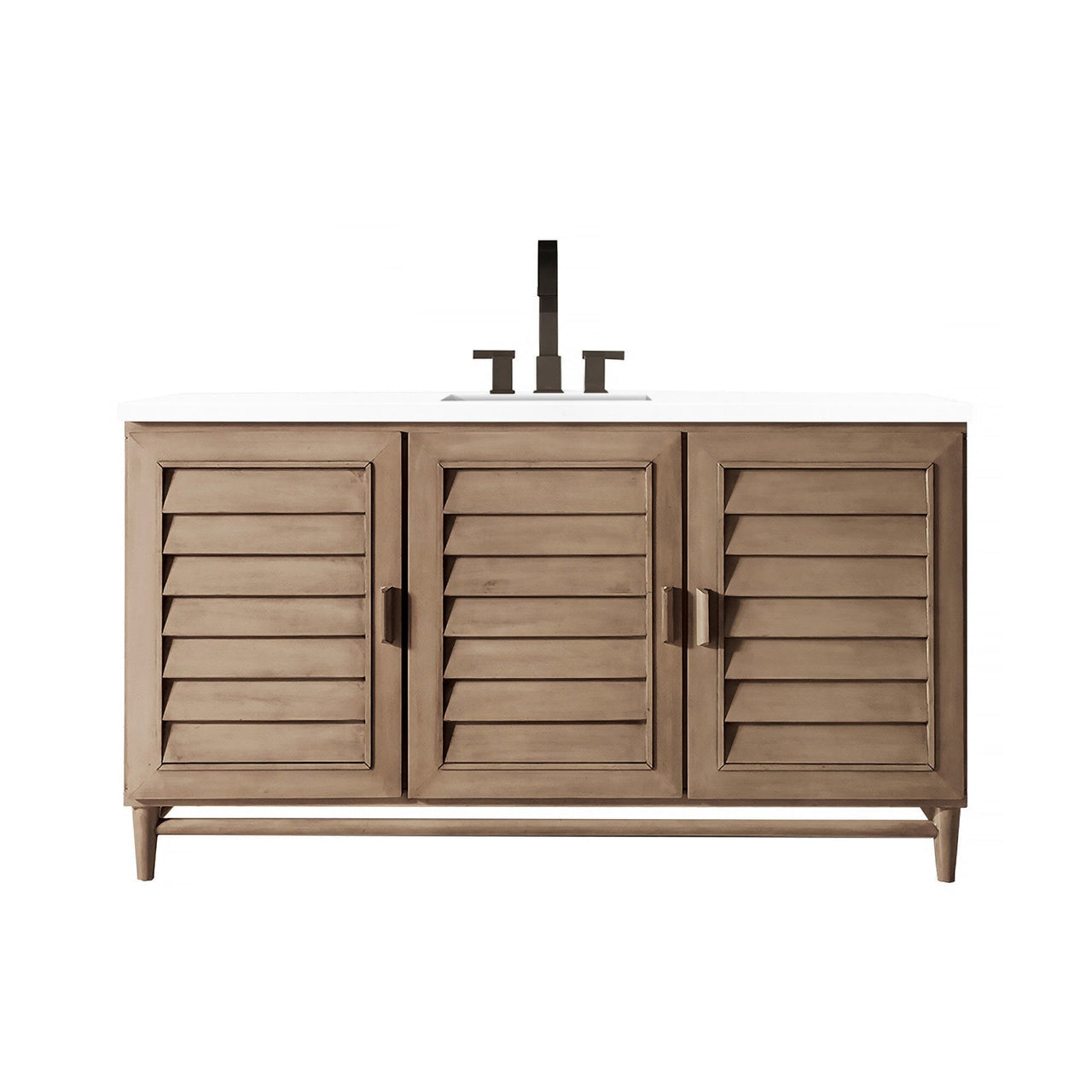 James Martin Portland 60" Single Vanity Vanity James Martin Whitewashed Walnut w/ 3 CM Classic White Quartz Top 