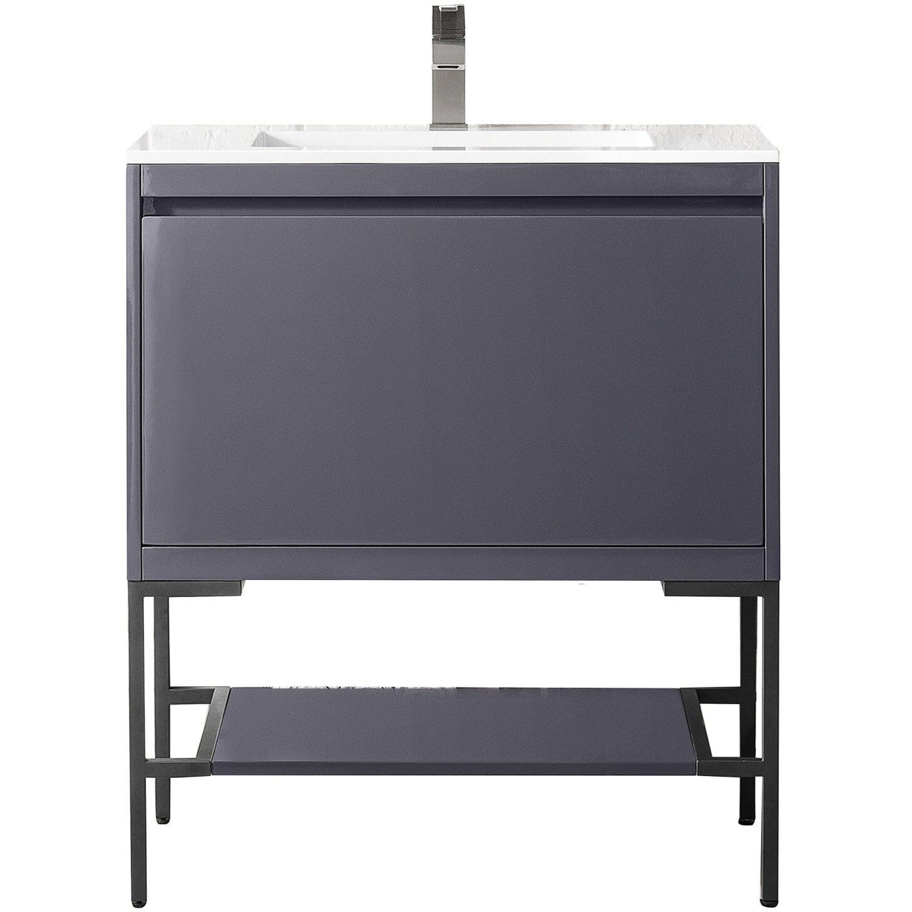 James Martin Milan 31.5" Single Vanity with Base Vanity James Martin Modern Grey - Matte Black w/Glossy White Composite Top 
