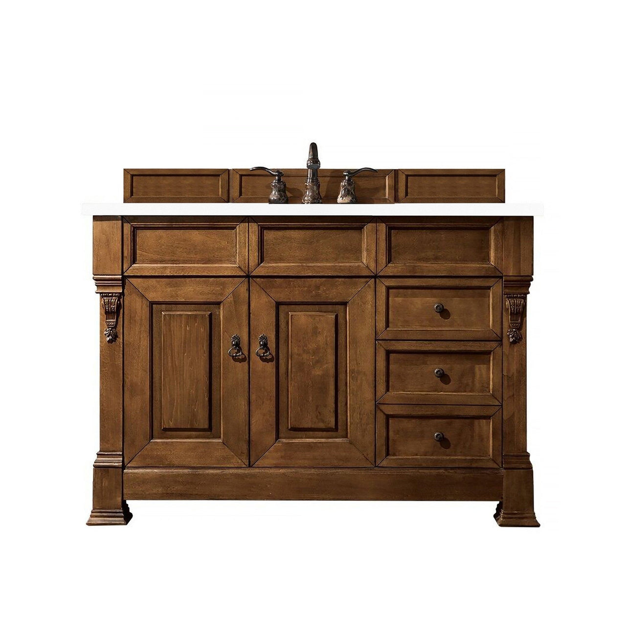 James Martin Brookfield 48" Single Vanity Vanities James Martin Country Oak w/ 3 CM Classic White Quartz Top 