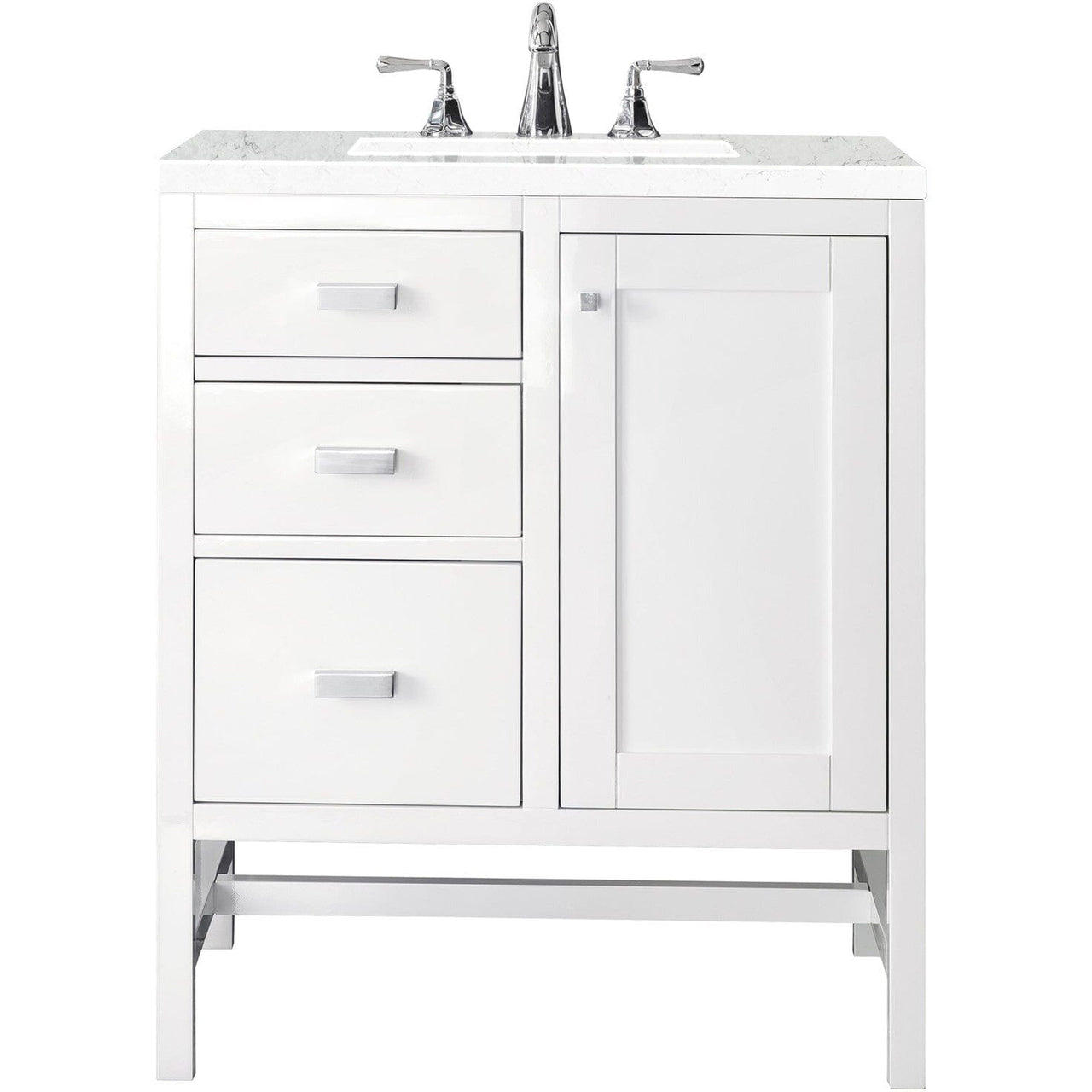 James Martin Addison 30" Single Vanity Vanity James Martin Glossy White w/ 3 CM Eternal Jasmine Pearl Quartz Top 