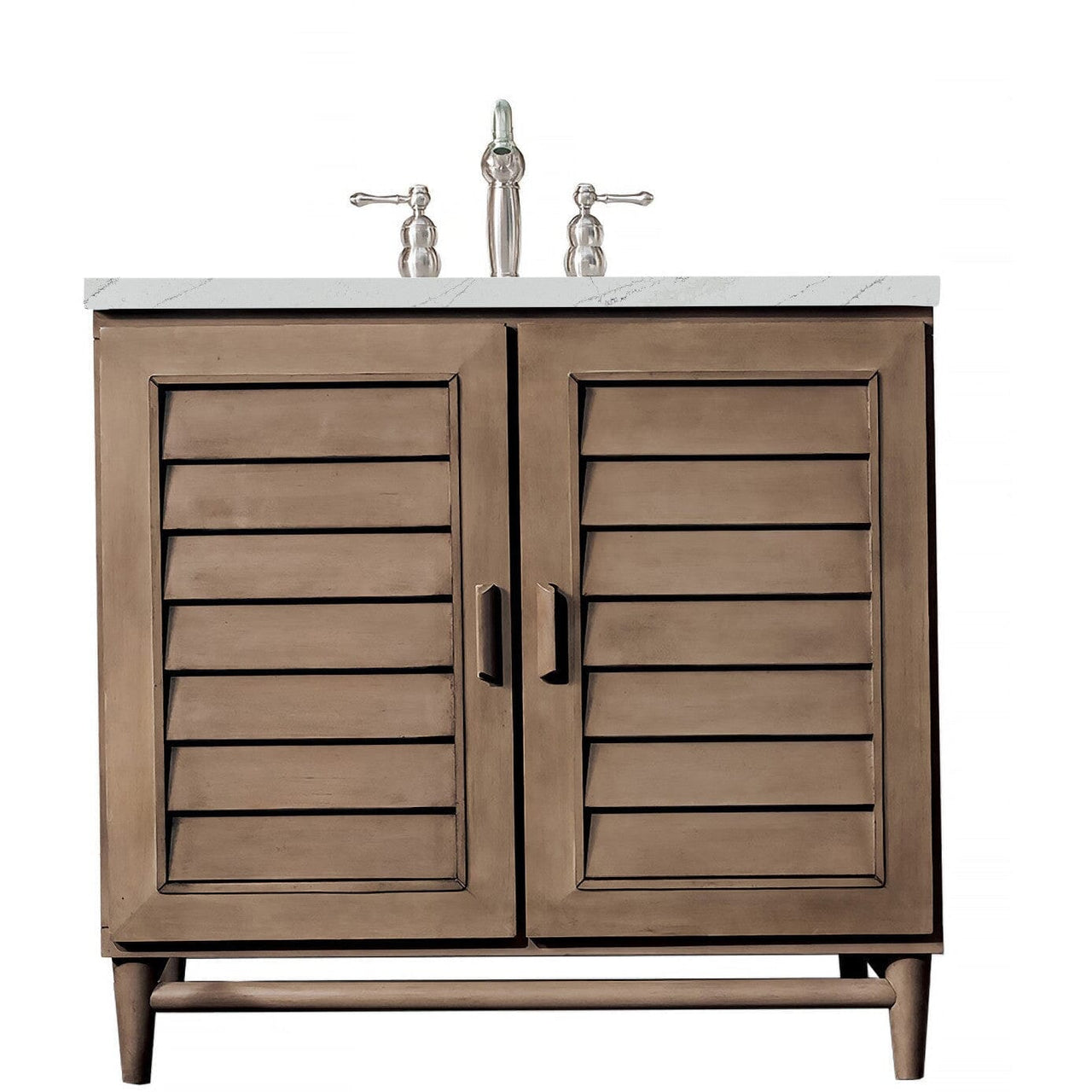 James Martin Portland 36" Single Vanity Vanity James Martin Whitewashed Walnut w/ 3 CM Ethereal Noctis Quartz Top 