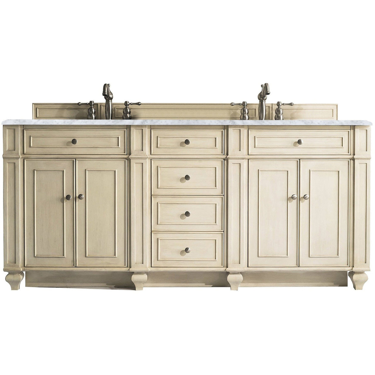 James Martin Bristol 72" Double Vanity Vanity James Martin Vintage Vanilla w/ 3 CM Carrara Marble Top 