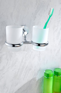 Thumbnail for ANZZI Caster Series Double Toothbrush holder in Polished Chrome Toothbrush Holder ANZZI 