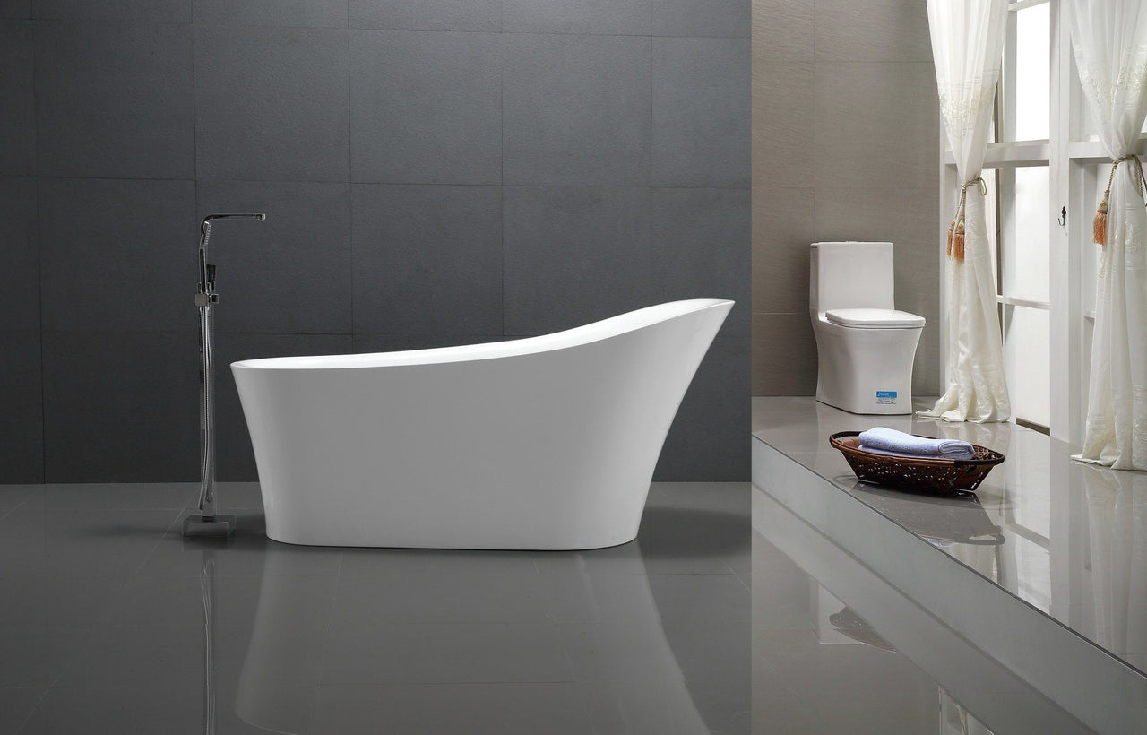 ANZZI Maple Series 5.58 ft. Freestanding Bathtub in White FreeStanding Bathtub ANZZI 
