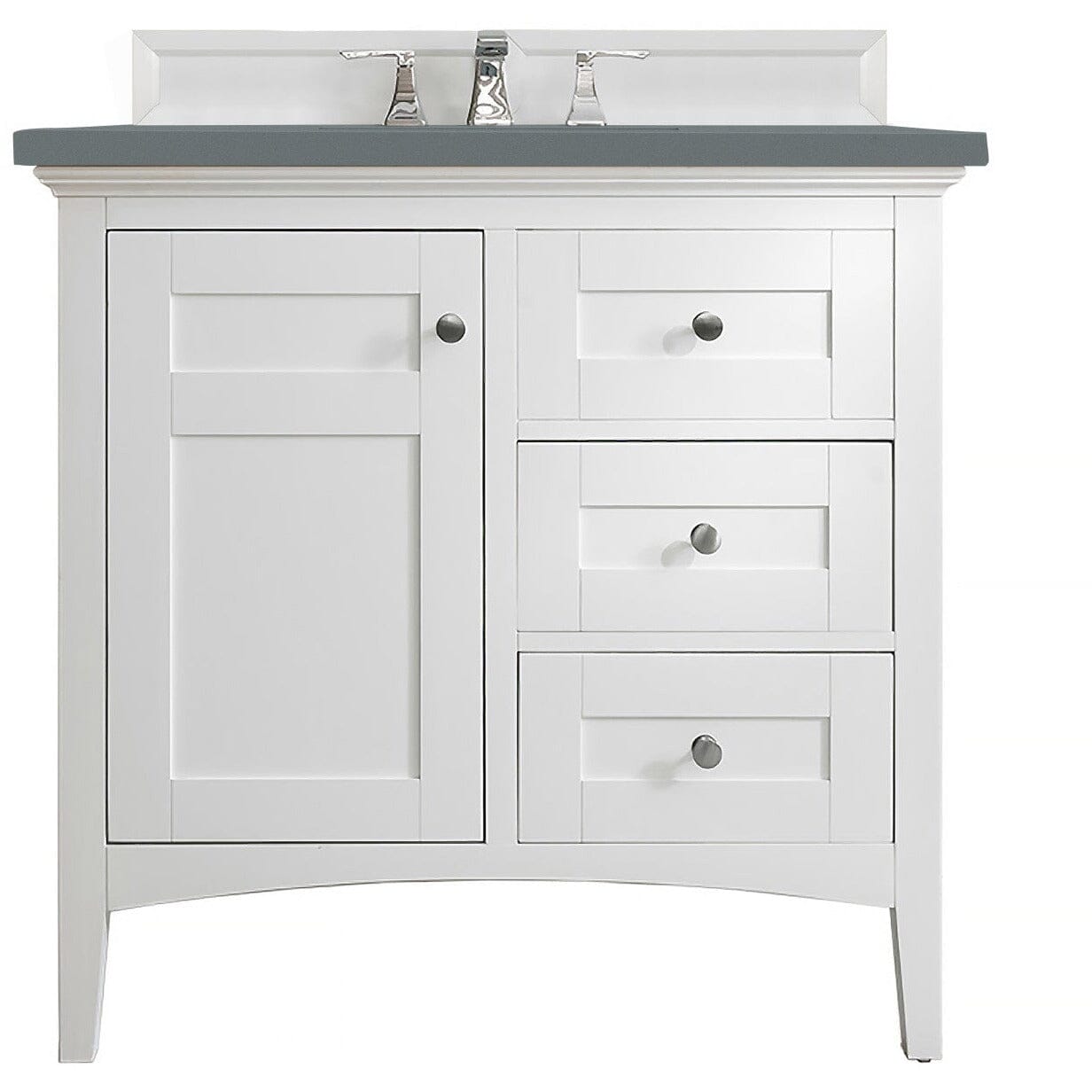 James Martin Palisades 36" Single Vanity Vanity James Martin Bright White w/ 3 CM Cala Blue Quartz Top 
