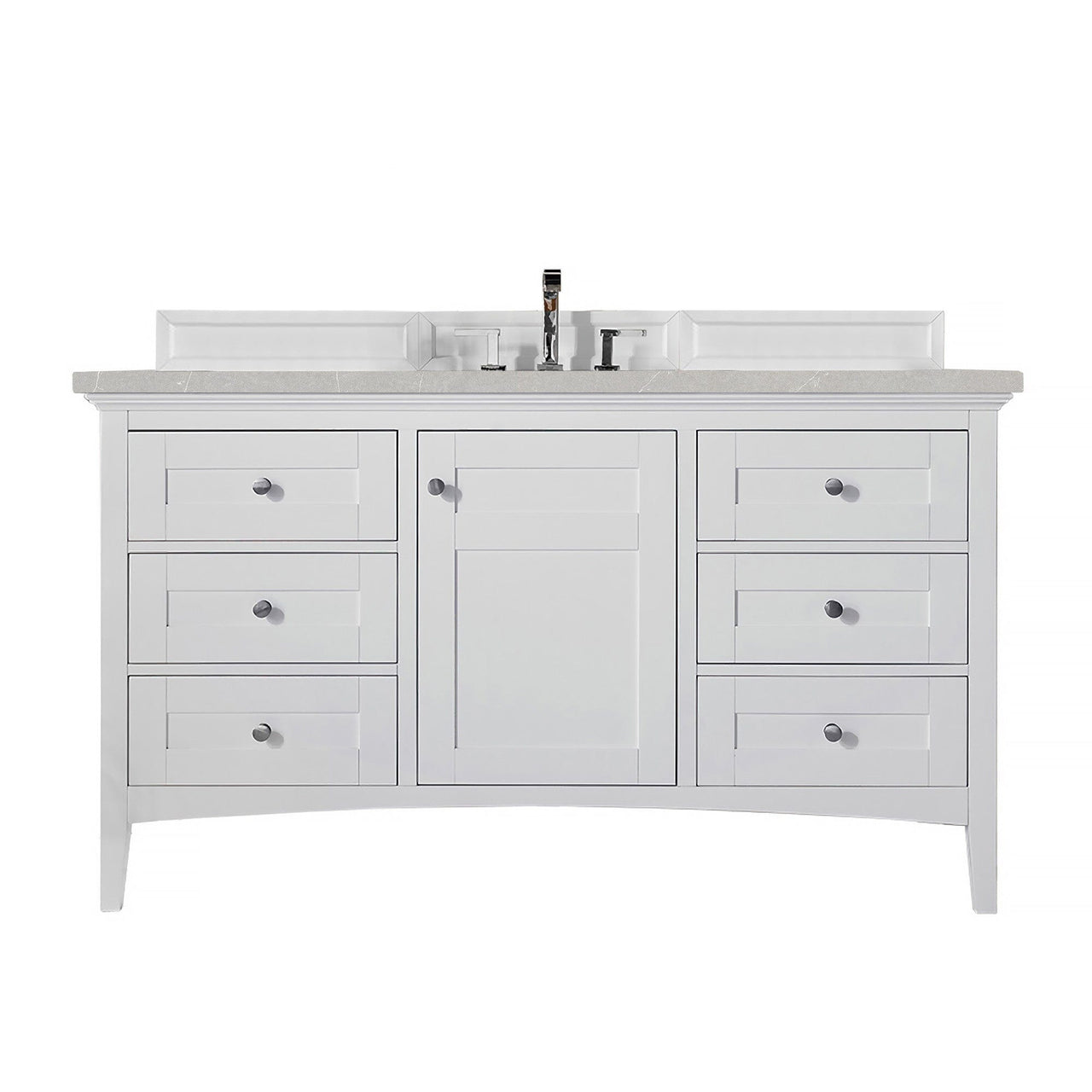 James Martin Palisades 60" Single Vanity Vanity James Martin Bright White w/ 3 CM Eternal Serena Quartz Top 