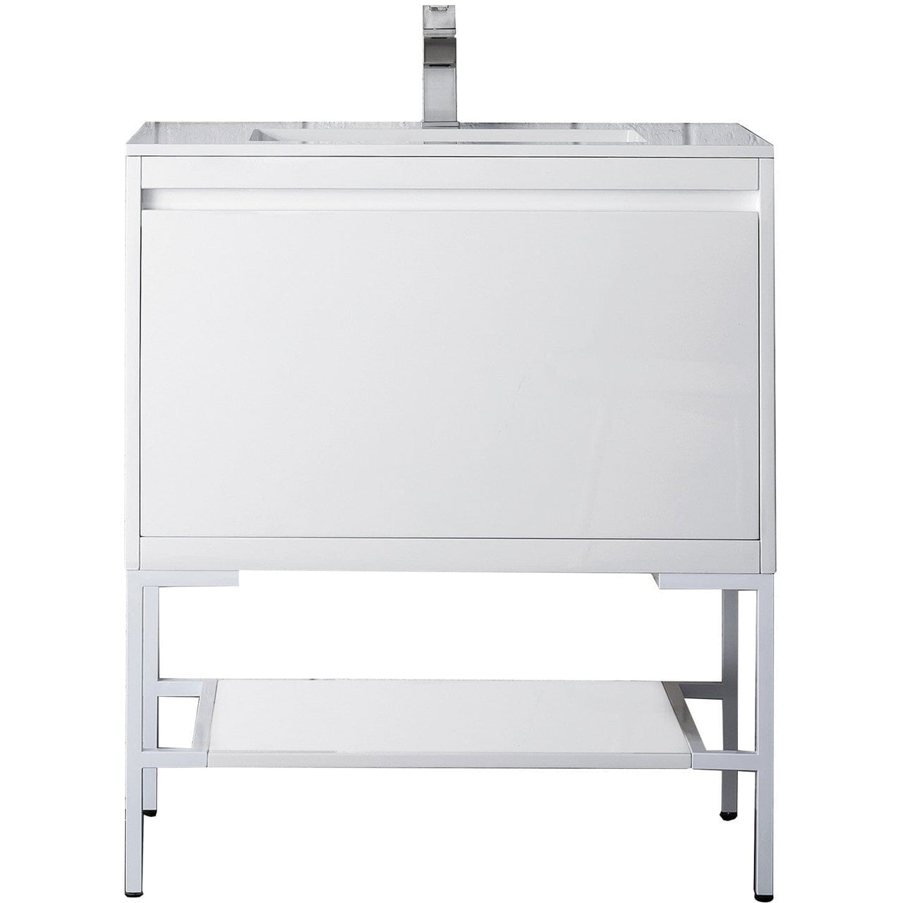 James Martin Milan 31.5" Single Vanity with Base Vanity James Martin Glossy White - Glossy White w/Glossy White Composite Top 