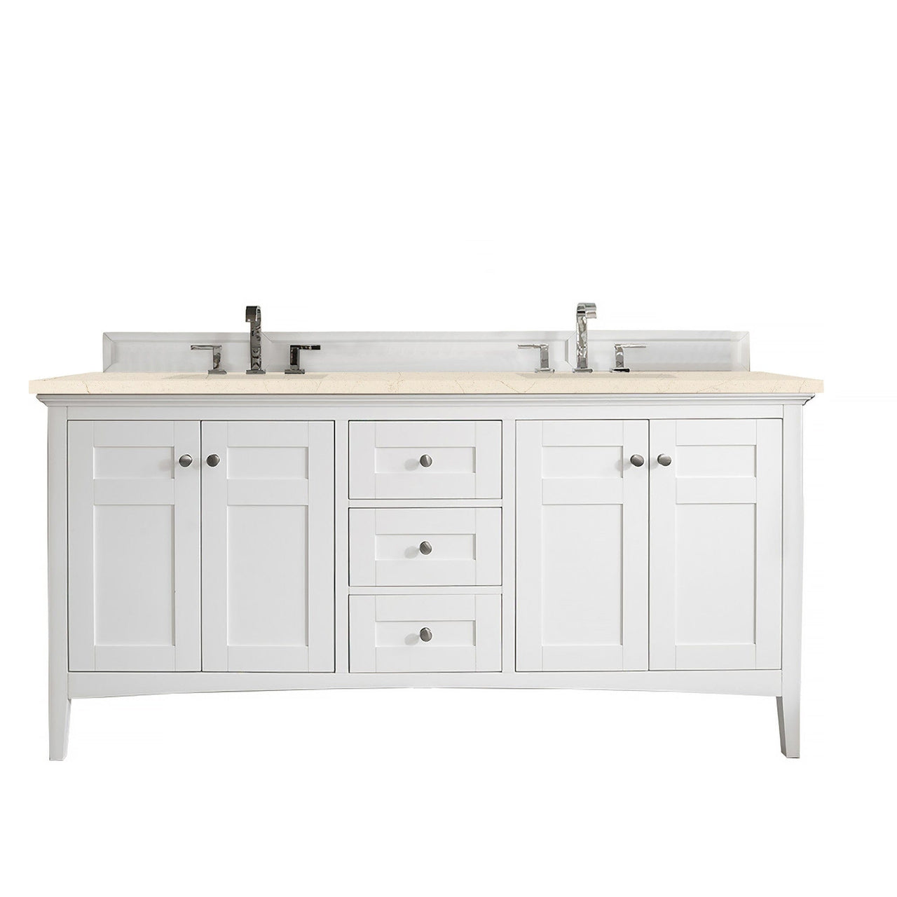 James Martin Palisades 72" Double Vanity Vanity James Martin Bright White w/ 3 CM Eternal Marfil Quartz Top 