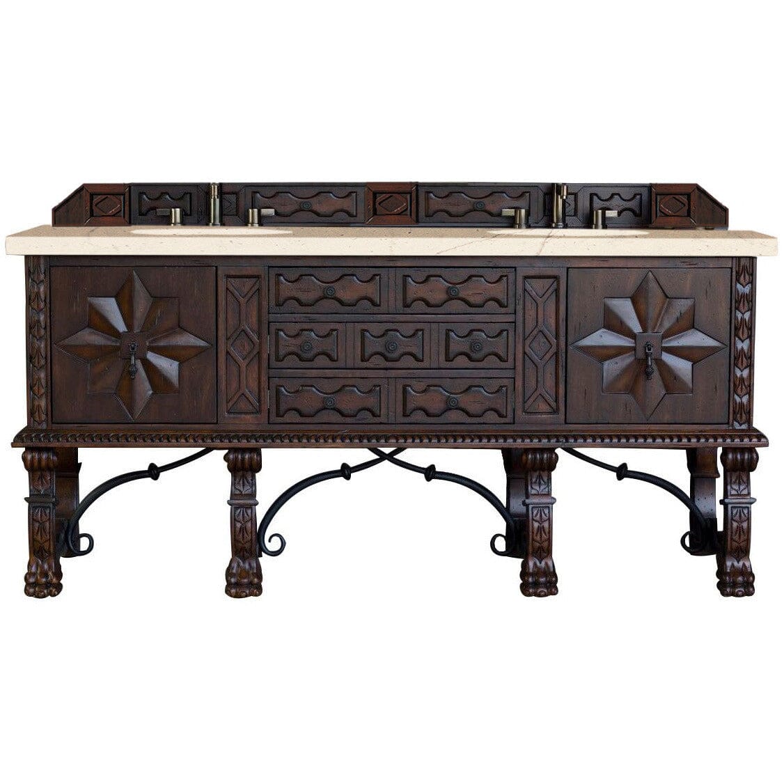 James Martin Balmoral 72" Double Vanity Vanity James Martin Antique Walnut w/ 3 CM Eternal Marfil Quartz Top 