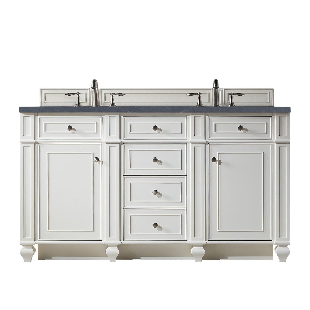 James Martin Bristol 60" Double Vanity Vanity James Martin Bright White w/ 3 CM Charcoal Soapstone Quartz Top 
