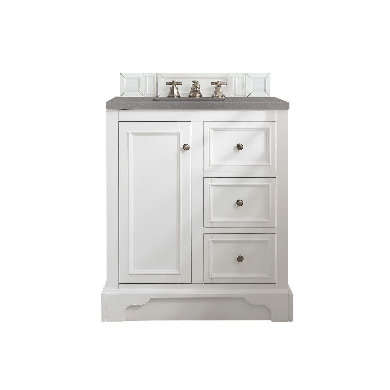 James Martin De Soto 30" Single Vanity Vanity James Martin Bright White w/ 3 CM Grey Expo Quartz Top 