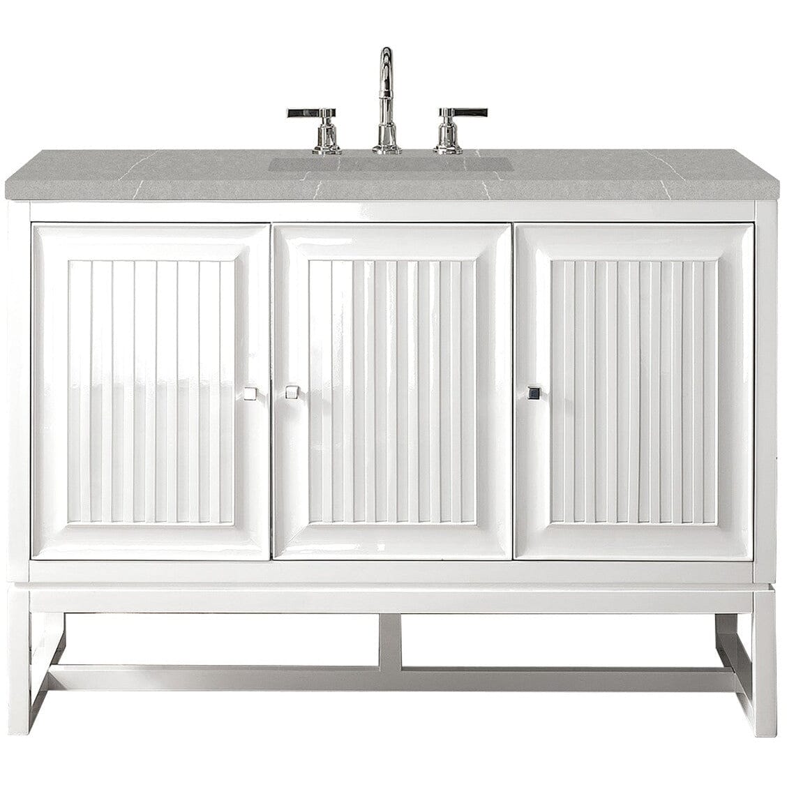 James Martin Athens 48" Single Vanity Vanity James Martin Glossy White w/ 3 CM Eternal Serena Top 