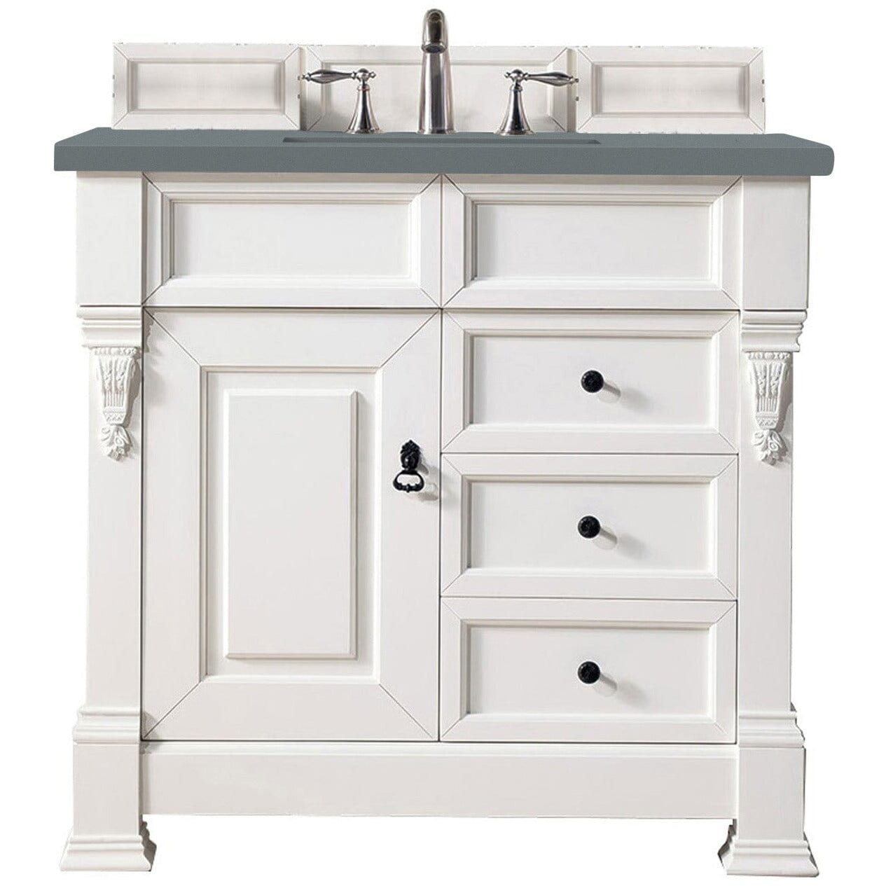 James Martin Brookfield 36" Single Vanity Vanities James Martin Bright White w/ 3 CM Cala Blue Quartz Top 