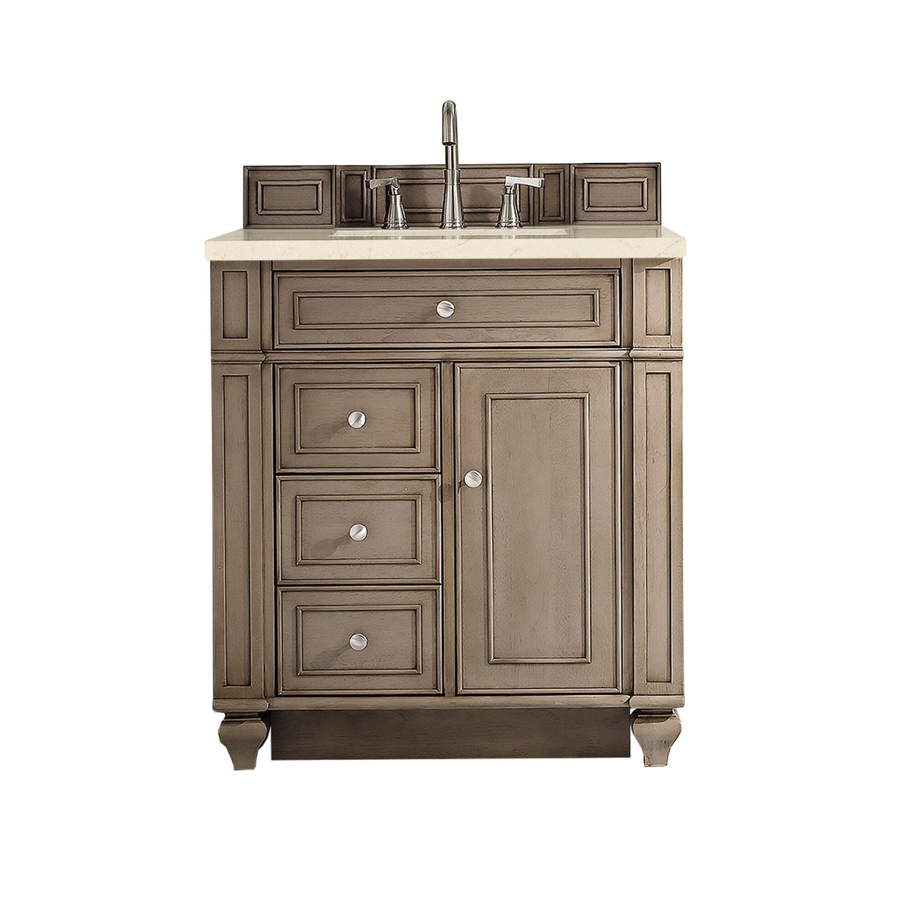 James Martin Bristol 30" Single Vanity Vanity James Martin Whitewashed Walnut w/ 3 CM Eternal Marfil Quartz Top 