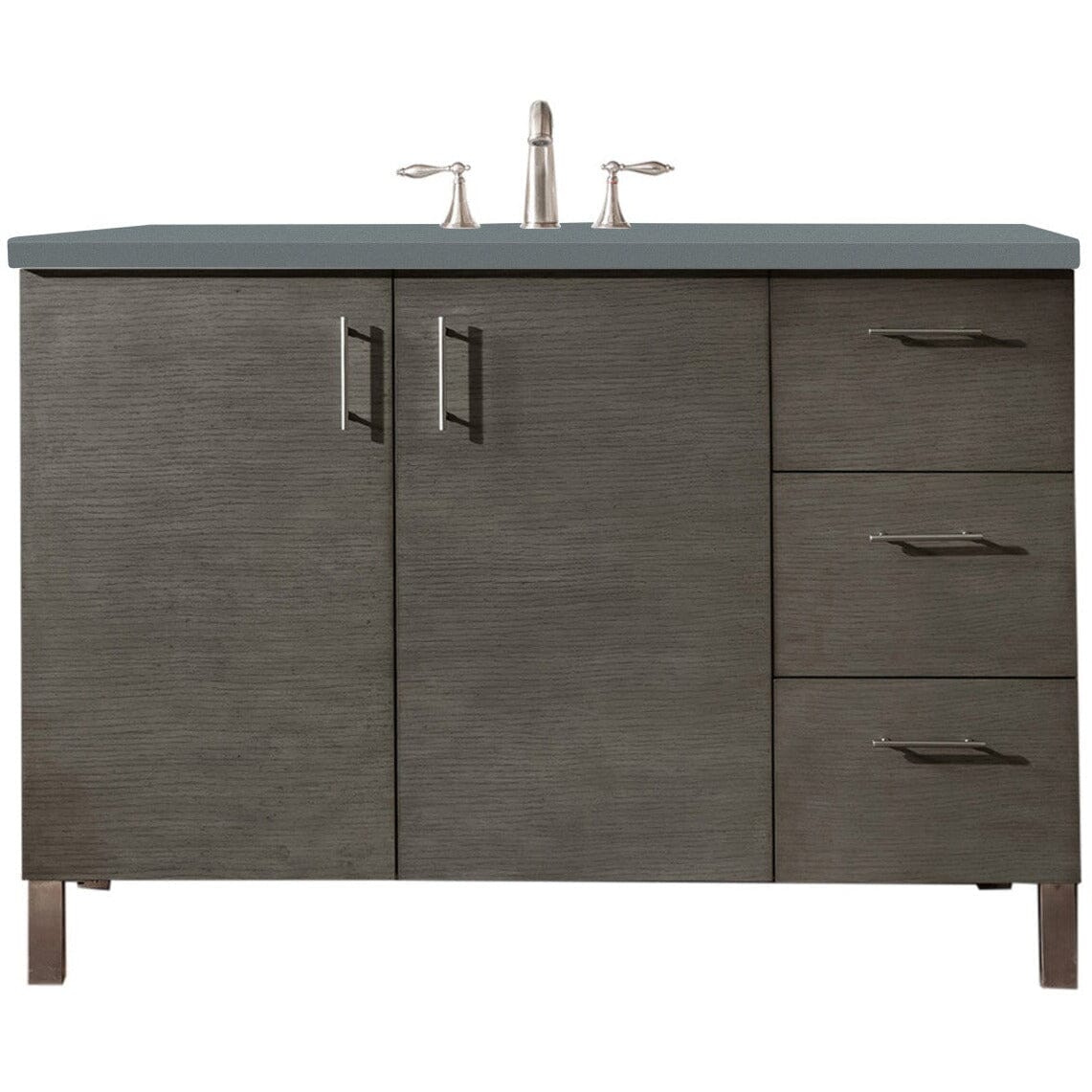 James Martin Metropolitan 48" Single Vanity Vanity James Martin Silver Oak w/ 3 CM Cala Blue Quartz Top 