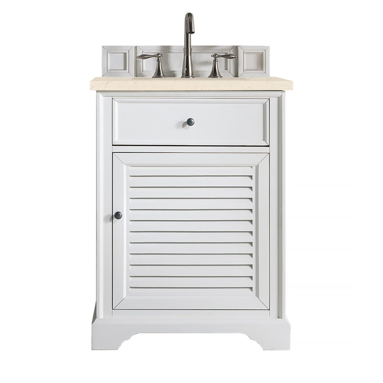 James Martin Savannah 26" Single Vanity Vanity James Martin Bright White w/ 3 CM Eternal Marfil Quartz Top 
