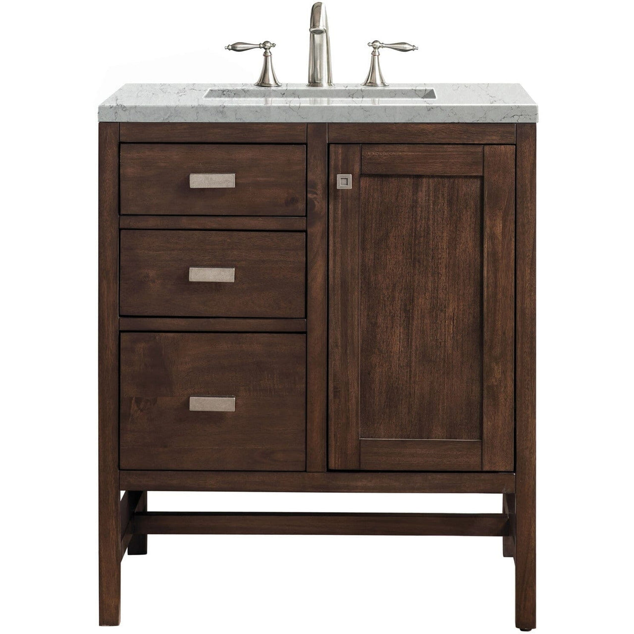 James Martin Addison 30" Single Vanity Vanity James Martin Mid Century Acacia w/ 3 CM Eternal Jasmine Pearl Quartz Top 