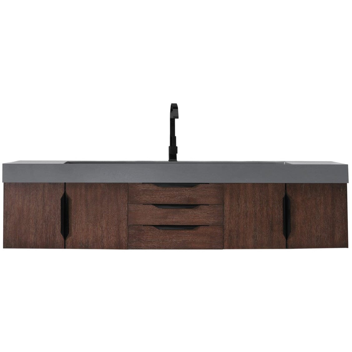 James Martin Mercer Island 72" Single Vanity Vanity James Martin Coffee Oak - Matte Black w/ Dusk Grey Glossy Composite Top 