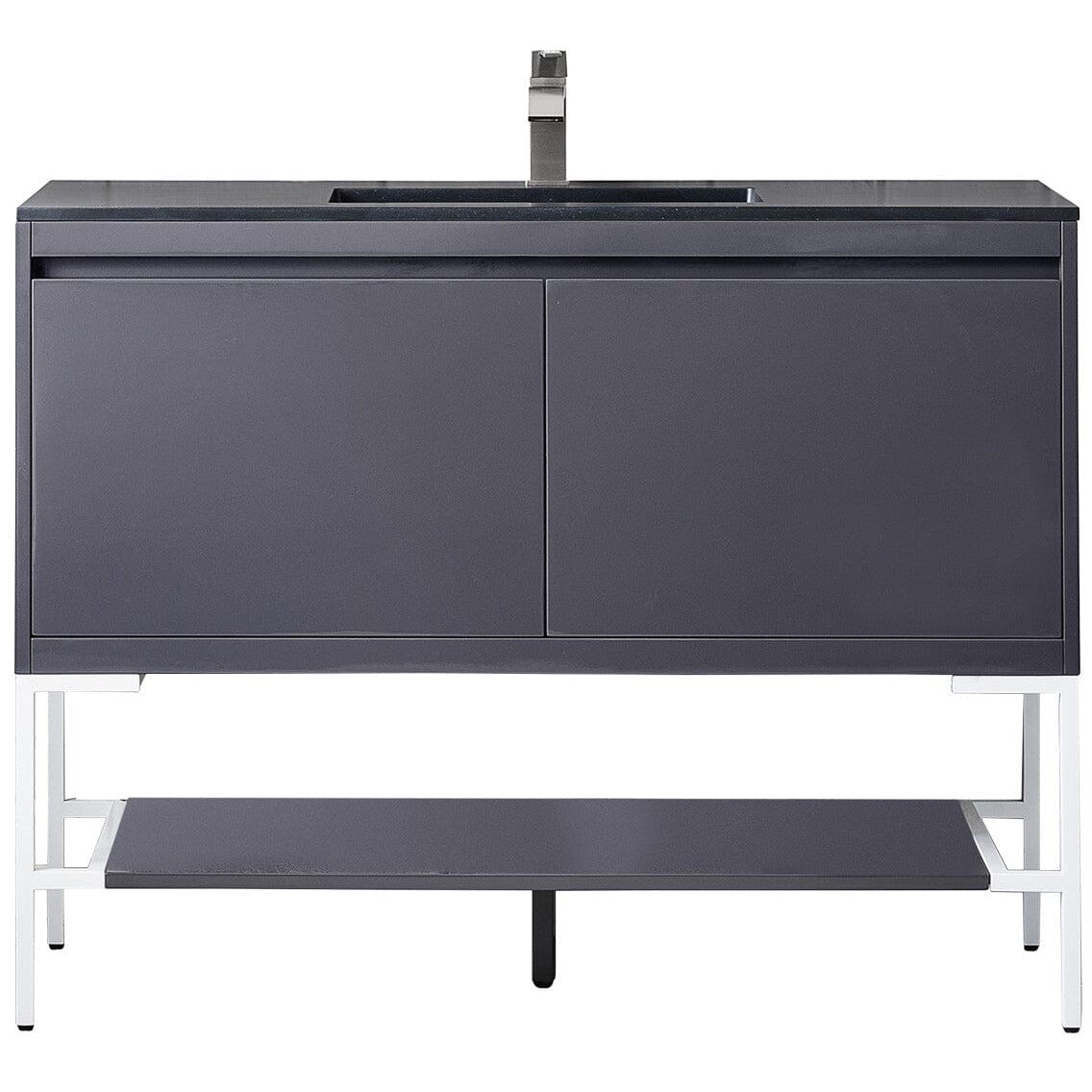James Martin Milan 47.3" Single Vanity Vanity James Martin Modern Grey Glossy - Glossy White w/Charcoal Black Composite Top 
